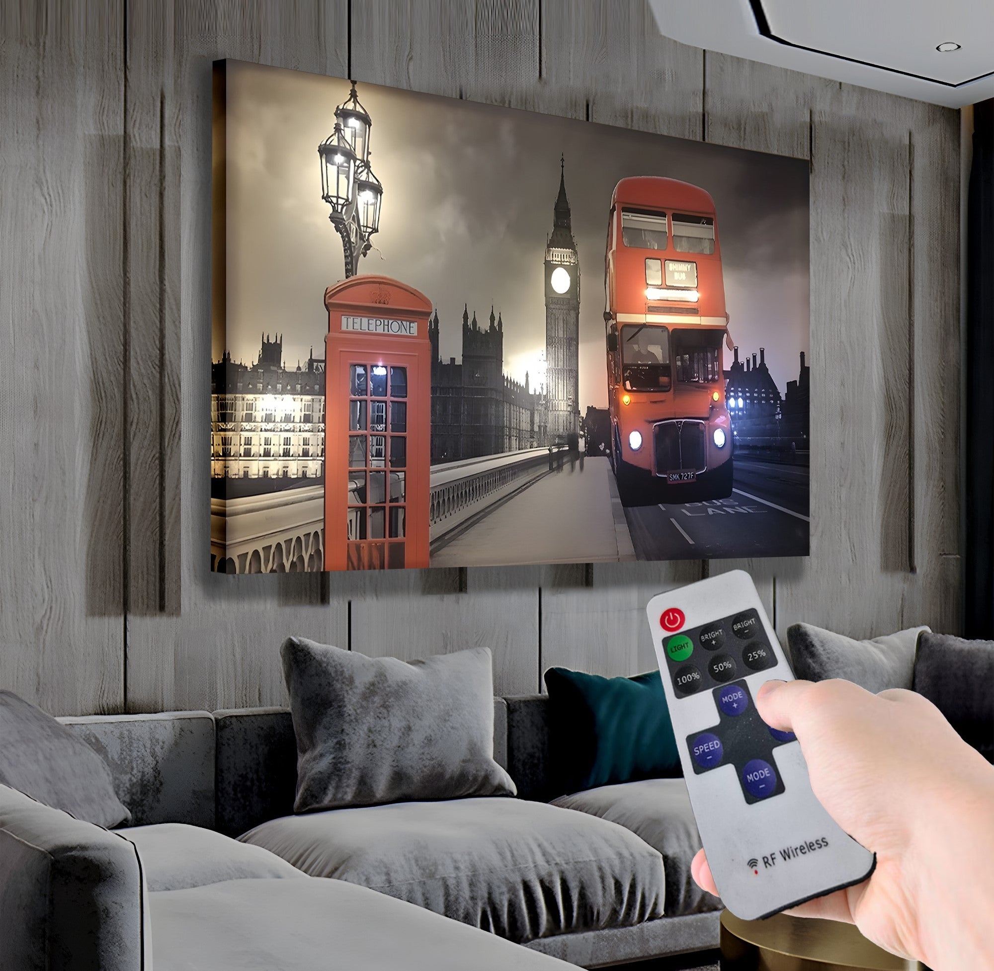 Londra Geceleri – Uzaktan Kumandalı LED Işıklı Kanvas Tablo