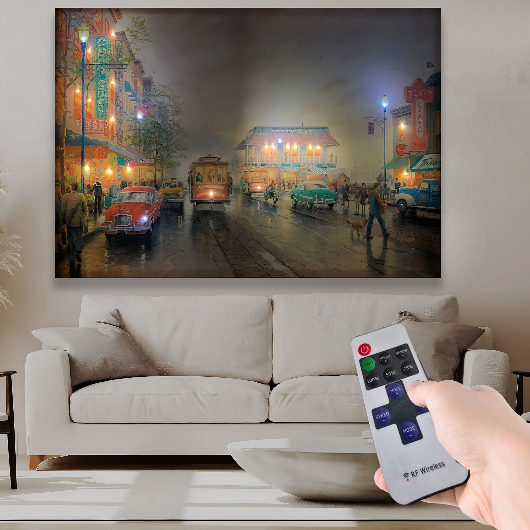 Tramvay Hattı Model 2 – Uzaktan Kumandalı LED Işıklı Kanvas Tablo