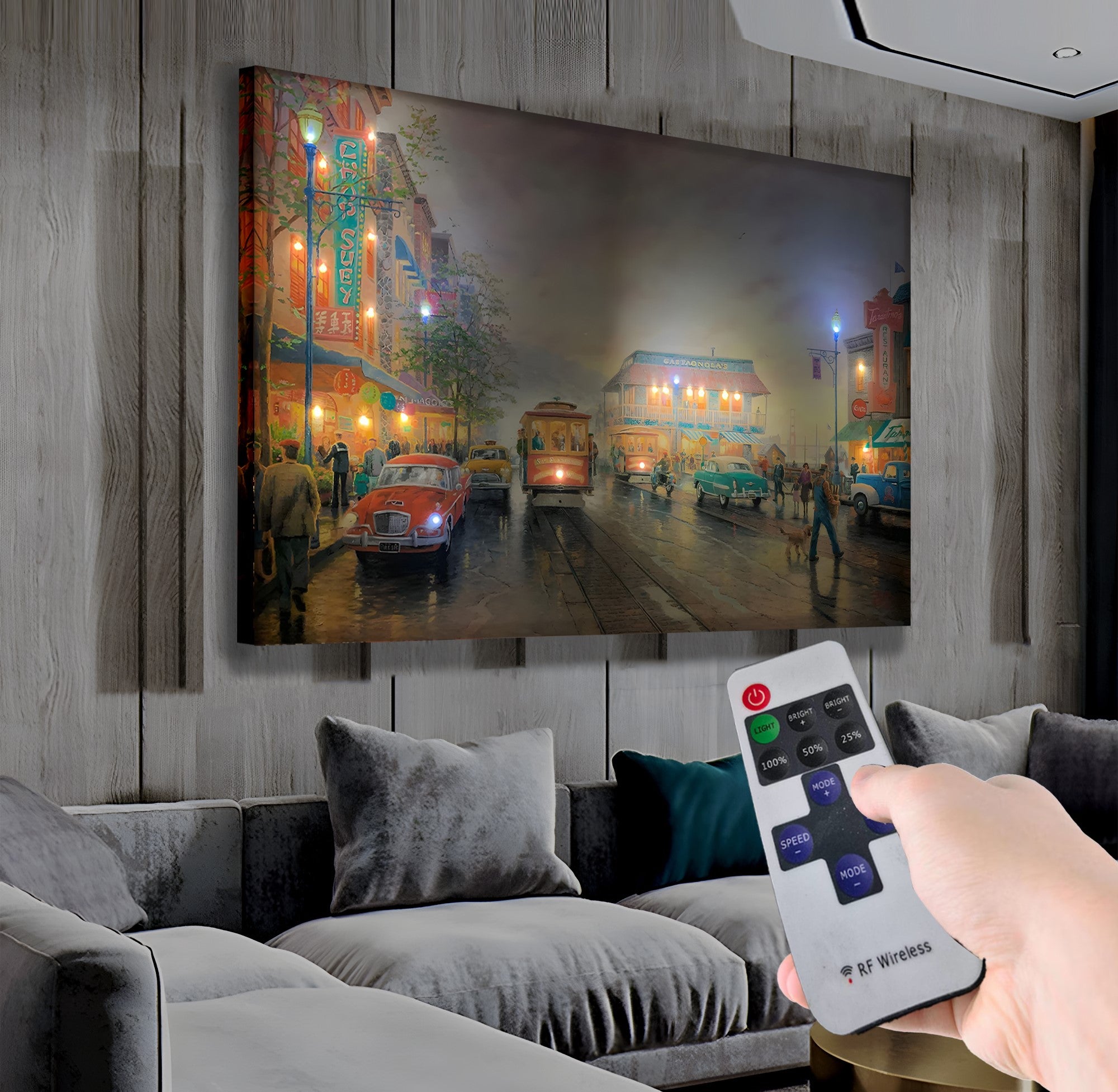 Tramvay Hattı Model 2 – Uzaktan Kumandalı LED Işıklı Kanvas Tablo