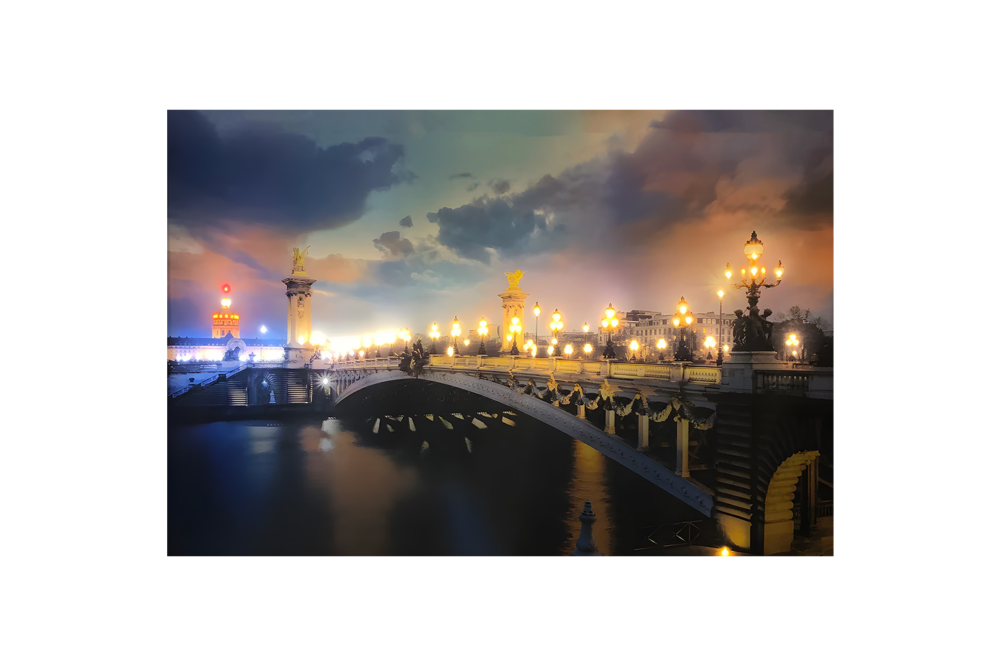 Paris Pont Alexandre Köprüsü – Uzaktan Kumandalı LED Işıklı Kanvas Tablo