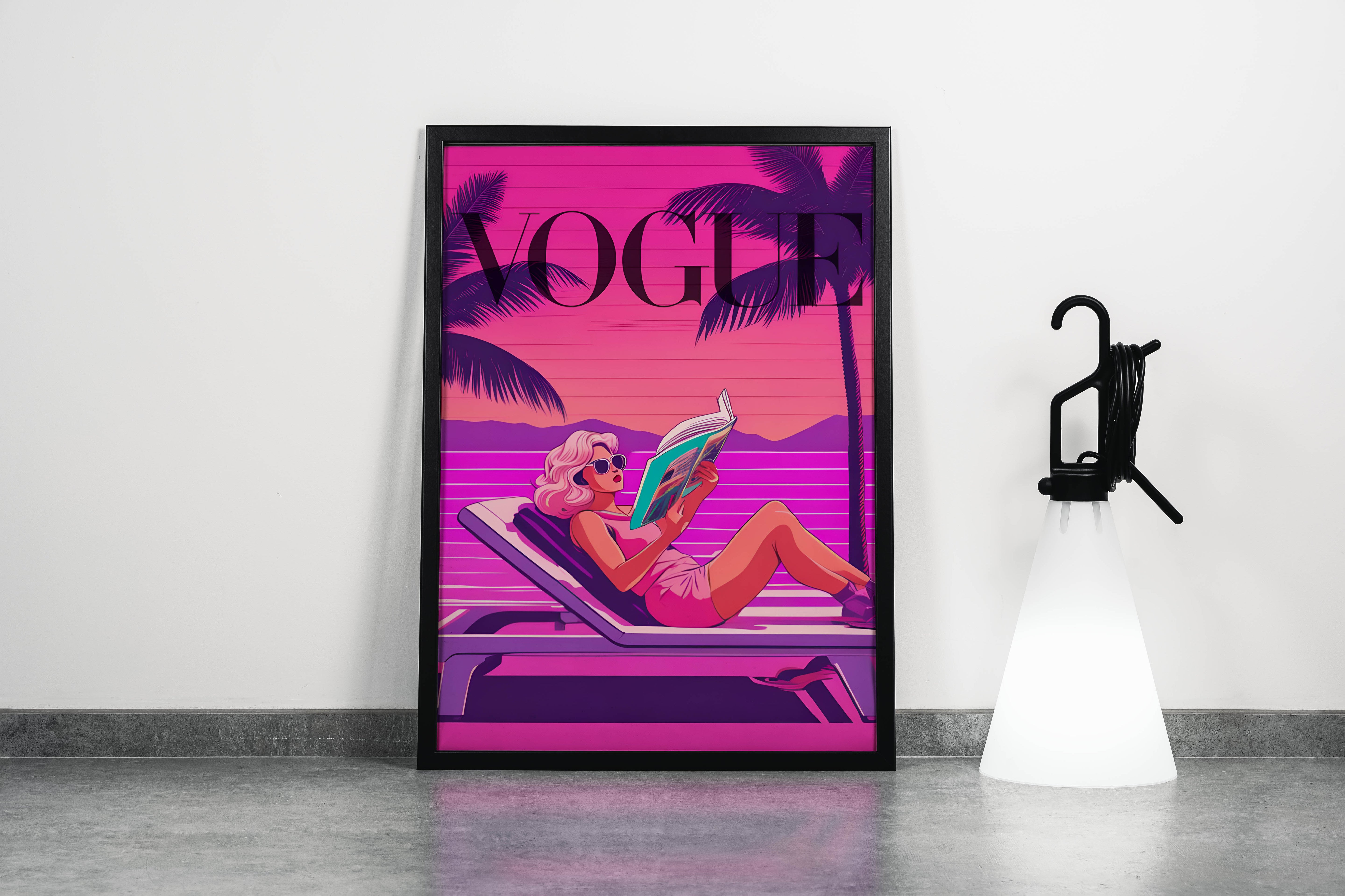 retrowave vogue, pop art, beauty, reading, art, kanvas tablo