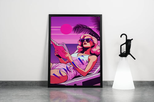 retrowave vogue, pop art, beauty, sunshine, art, kanvas tablo
