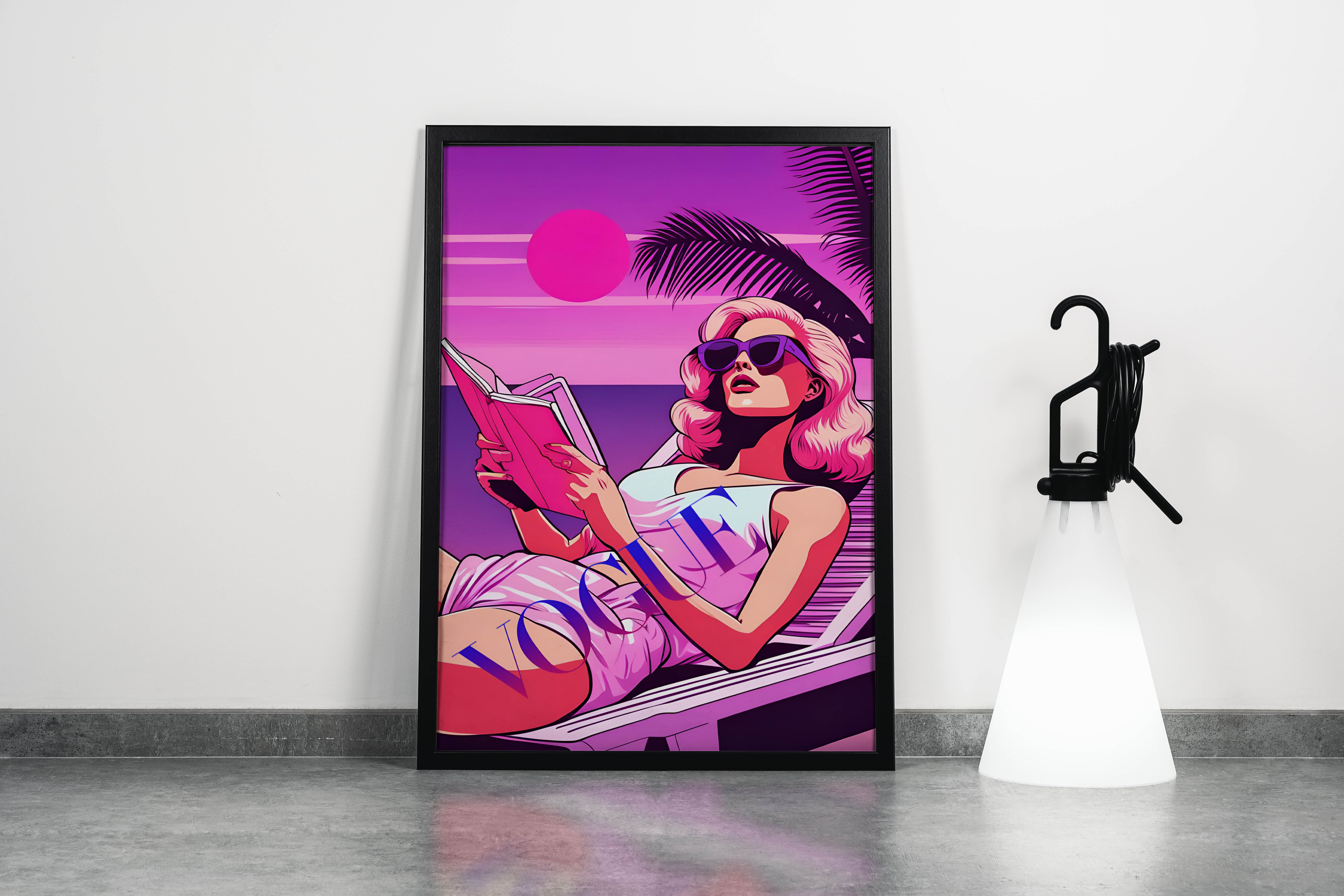 retrowave vogue, pop art, beauty, sunshine, art, kanvas tablo