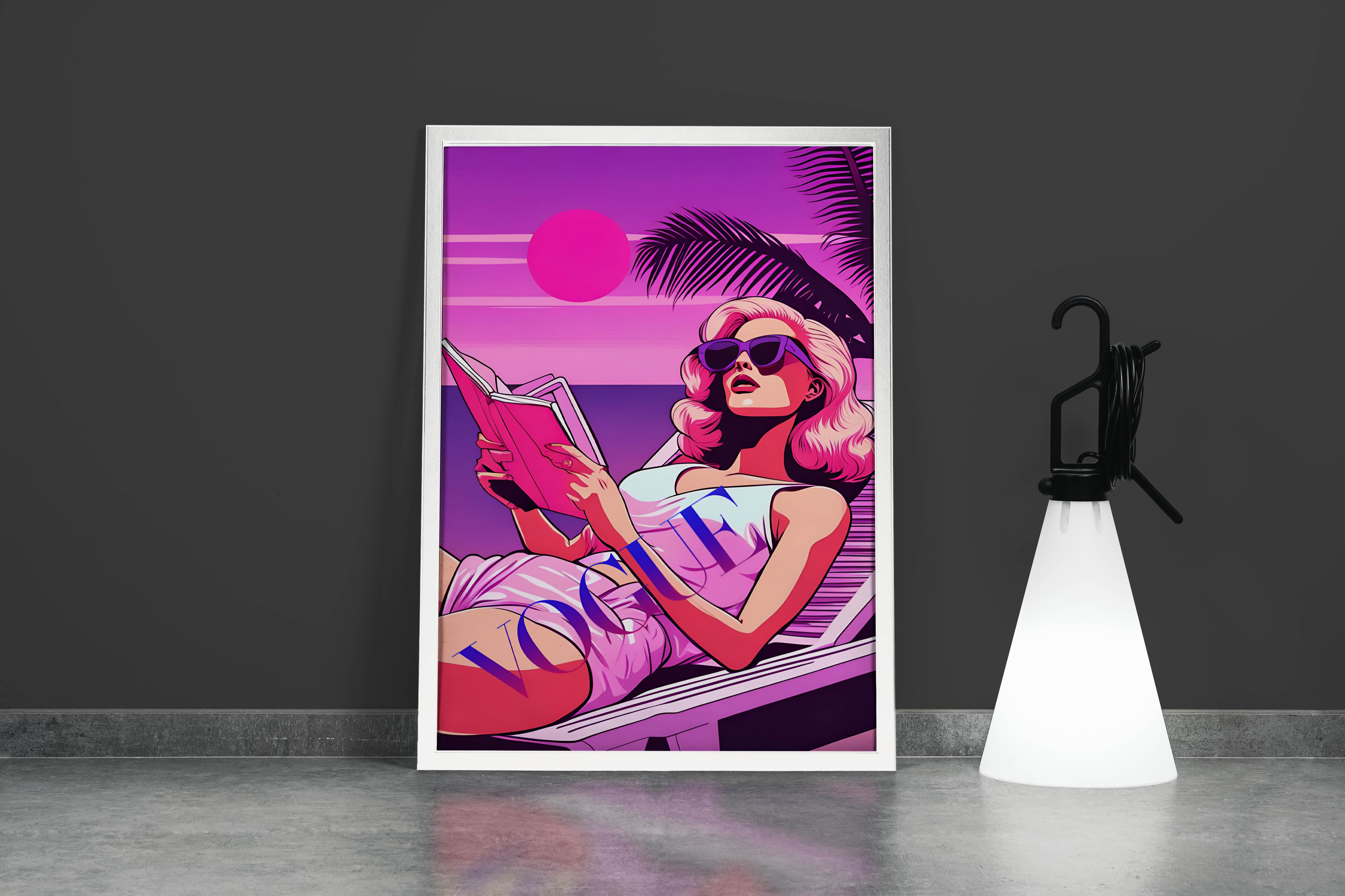 retrowave vogue, pop art, beauty, sunshine, art, kanvas tablo