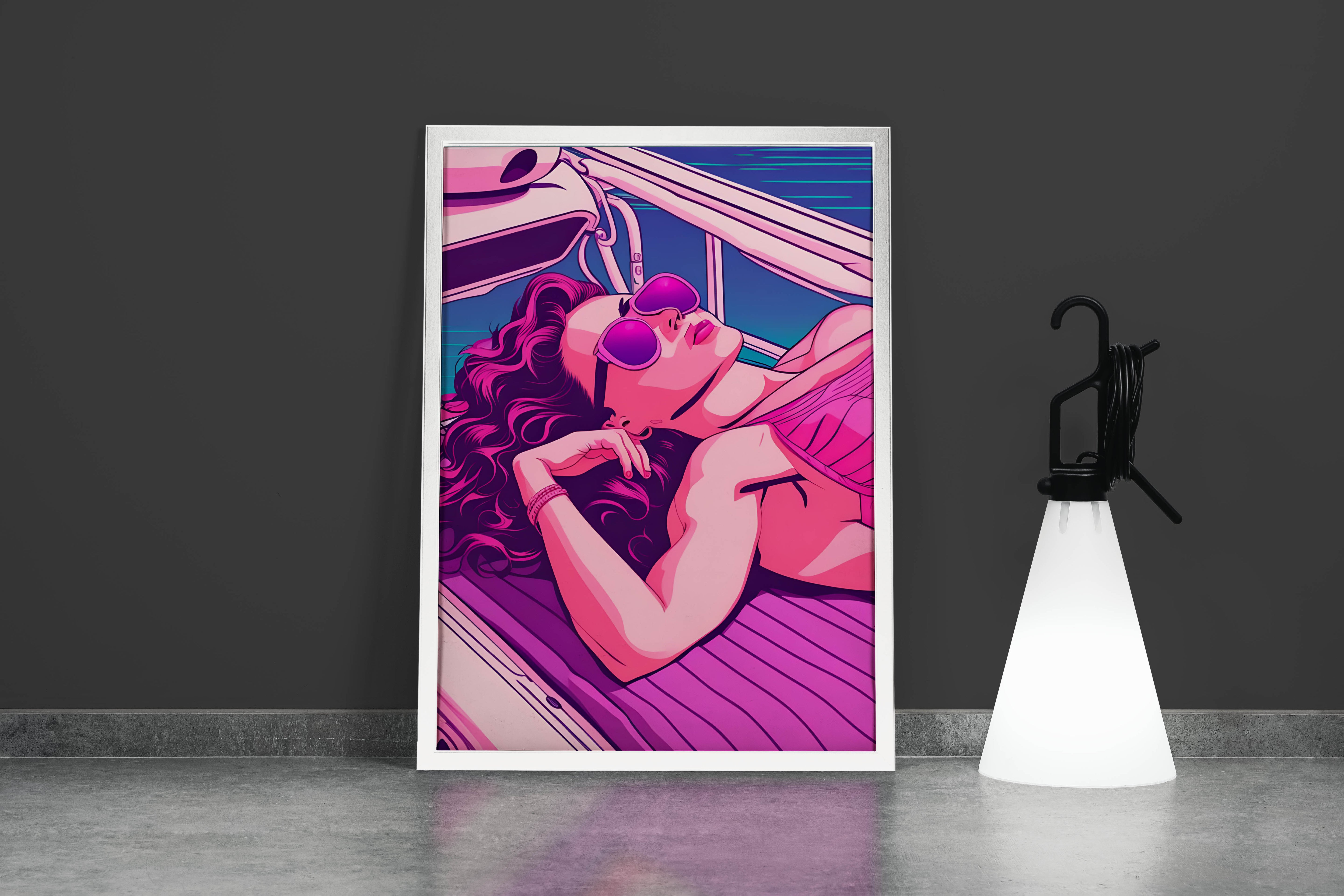 retrowave vogue, pop art, beauty, sunshine, art, kanvas tablo