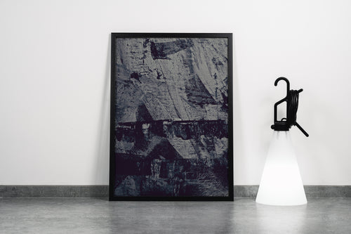 a close-up of a textured, monochromatic abstract painting with heavy brushstrokes on canvas, abstract, art, kanvas tablo