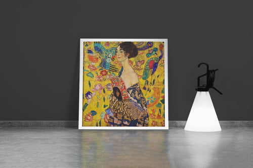 Gustav Klimt'in Son Başyapıtı Yelpazeli Kadın (Lady with a Fan) Art Nouveau Kanvas Tablo