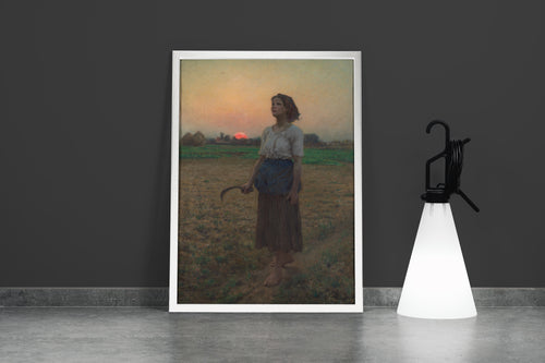 Jules Breton Tarlada Gün Batımı Kanvas Tablo