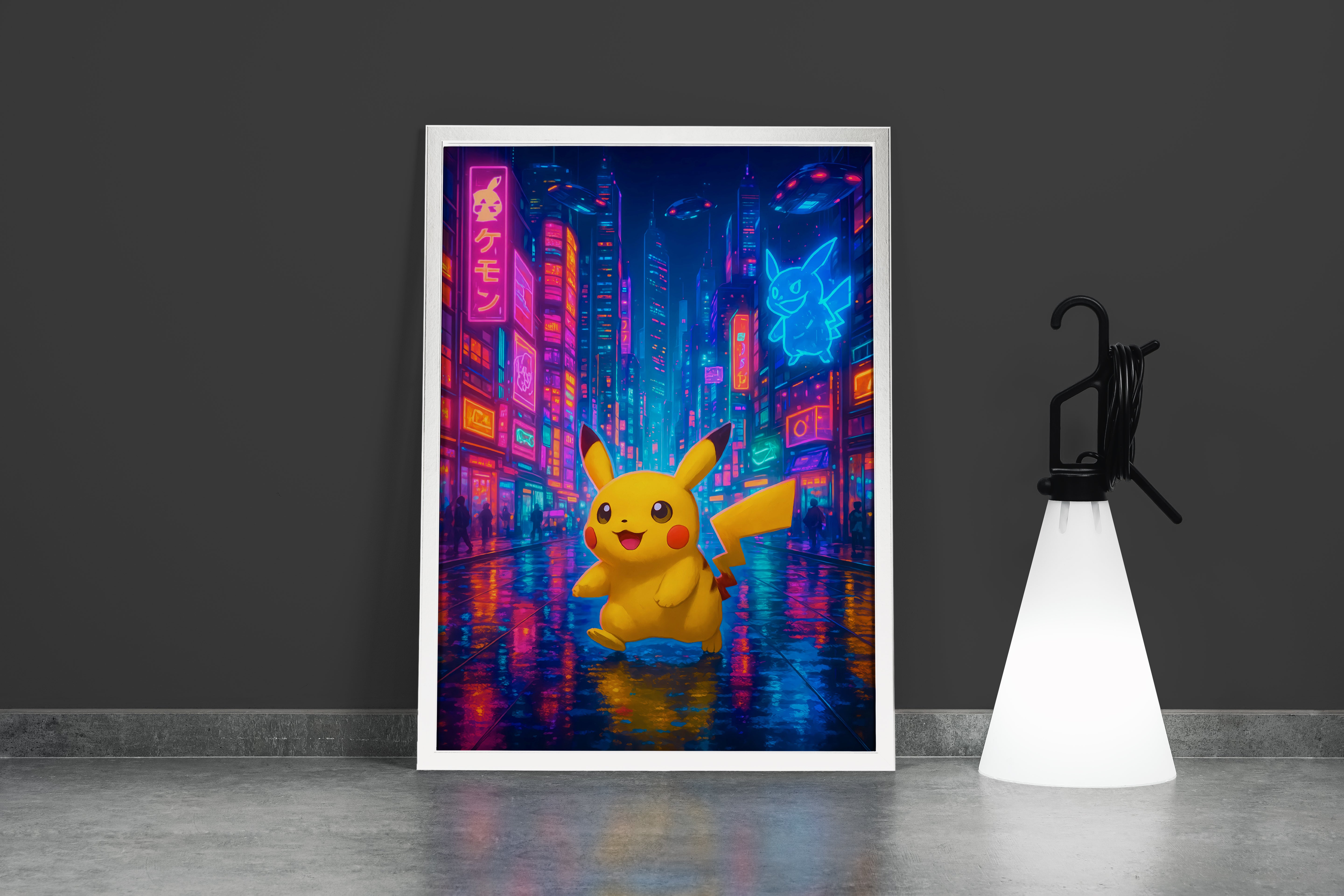 ai creation, Cyberpunk Pikachu, kid, ai art, art, kanvas tablo