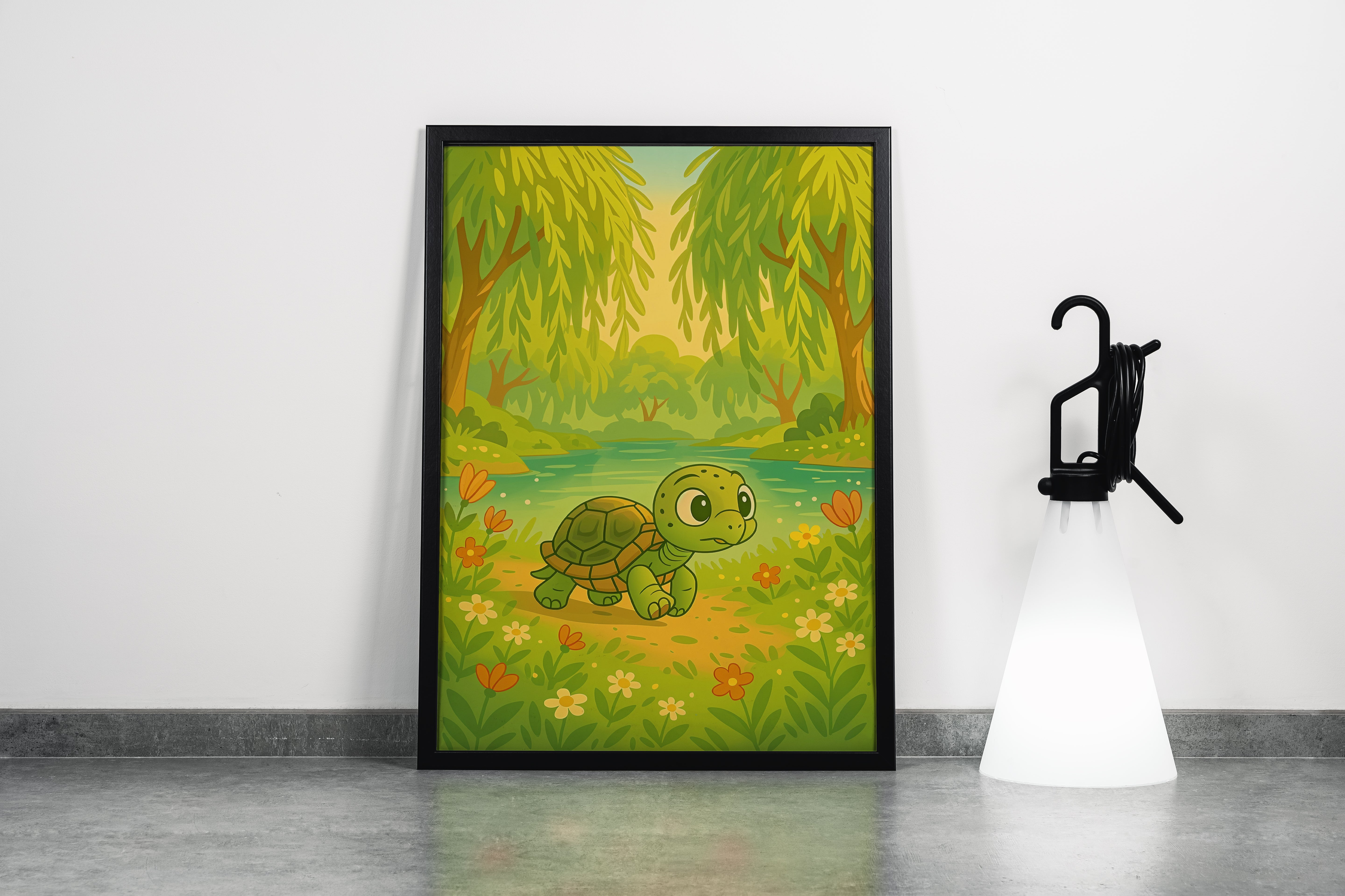 ai creation, turtle in the forest, kid, ai art, art, kanvas tablo