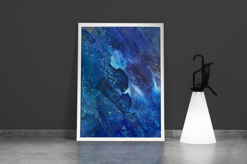 a captivating abstract image of a deep blue and gold nebula in outer space, abstract, art, kanvas tablo