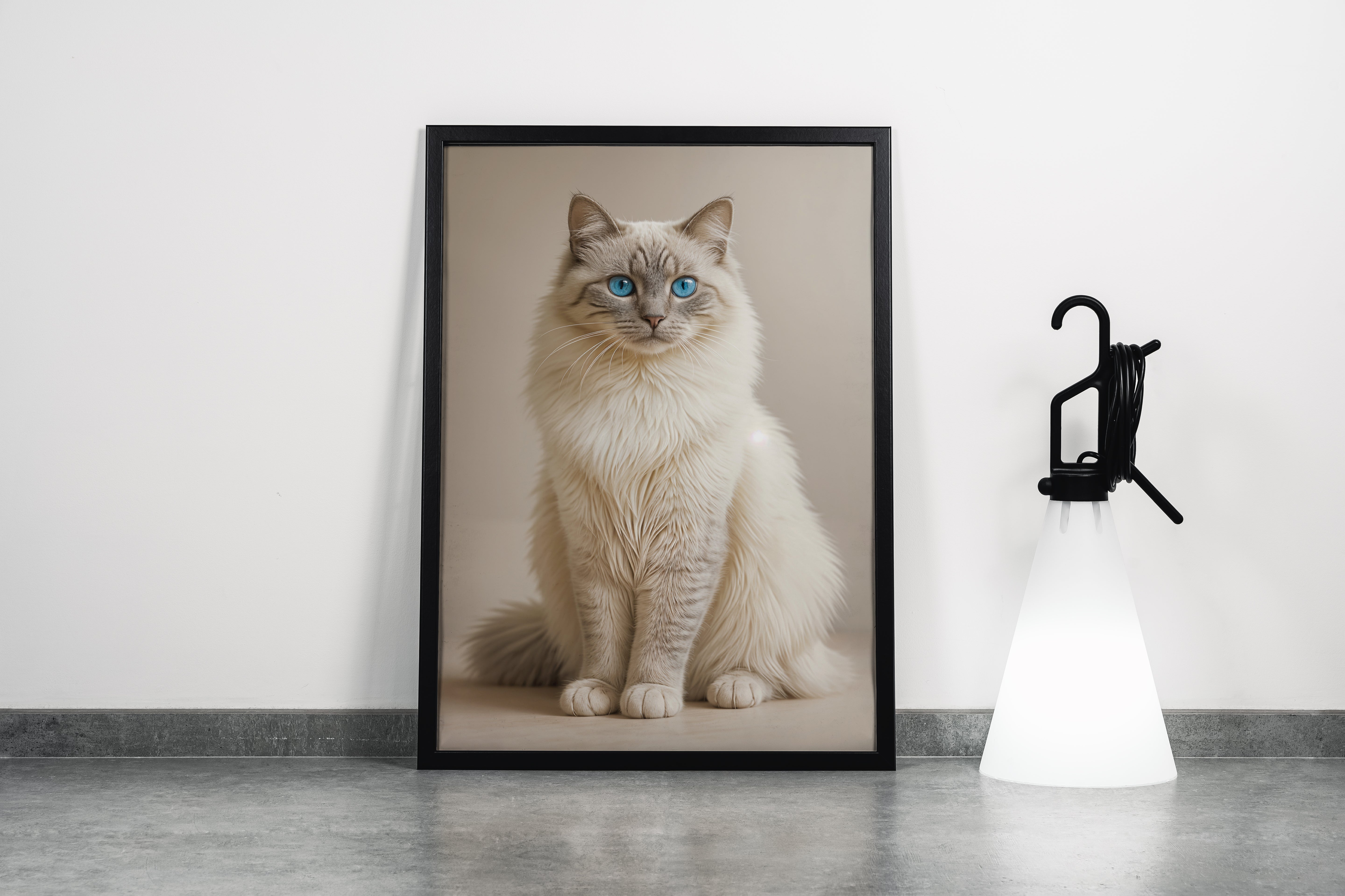 ai creation, calm blue-eyed cat, pet, ai art, art, kanvas tablo