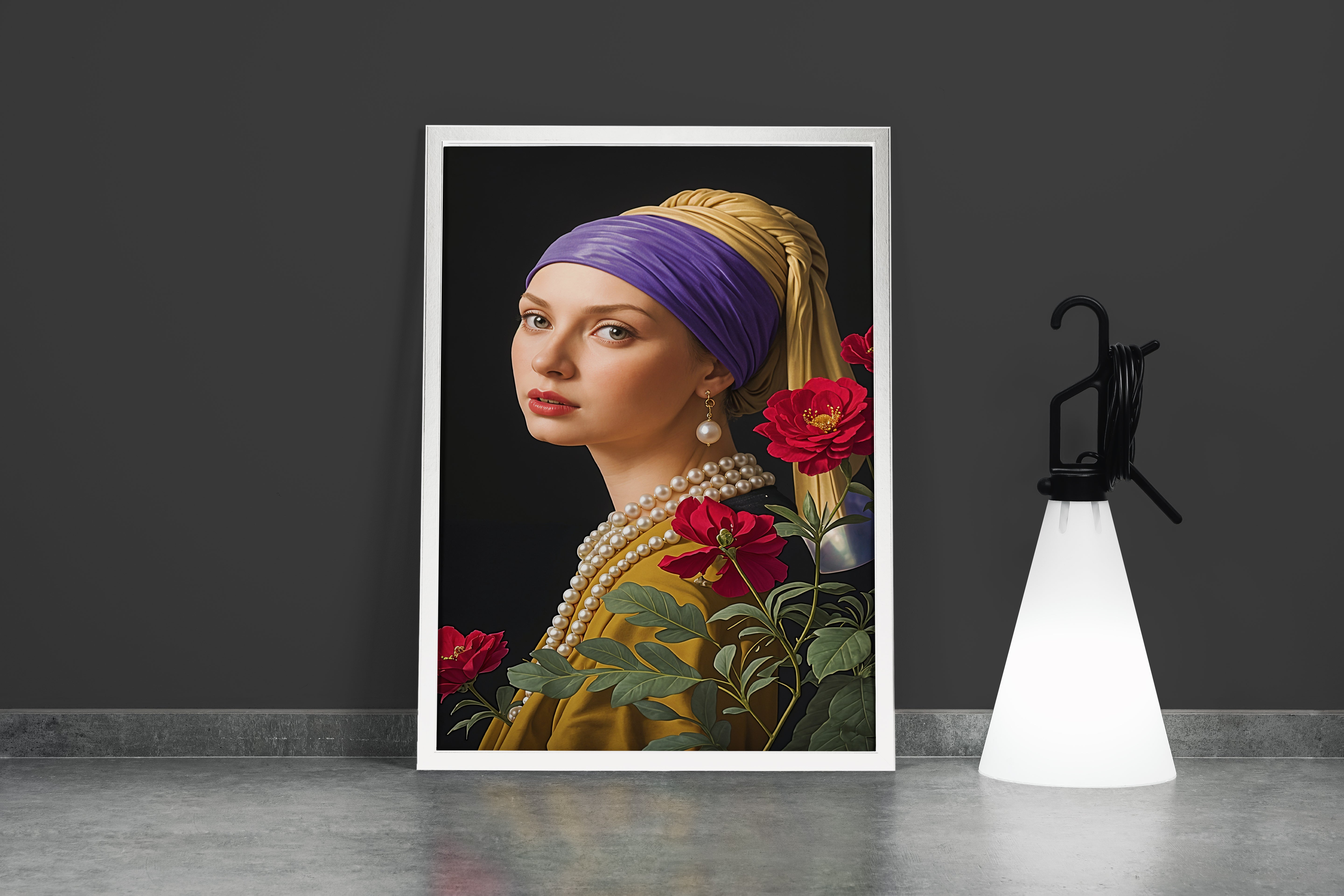 ai creation, modern girl with pearl earring, ai art, art, kanvas tablo