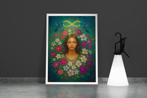 ai creation, woman wrapped in flowers, ai art, art, kanvas tablo