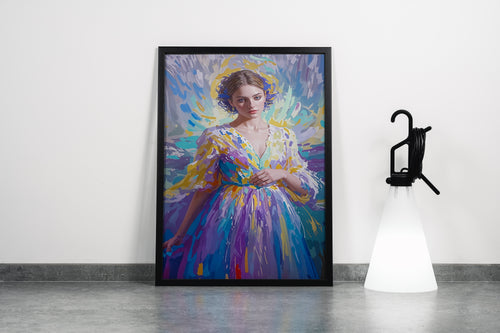 ai creation, woman in colorful dress in oil painting style, ai art, art, kanvas tablo