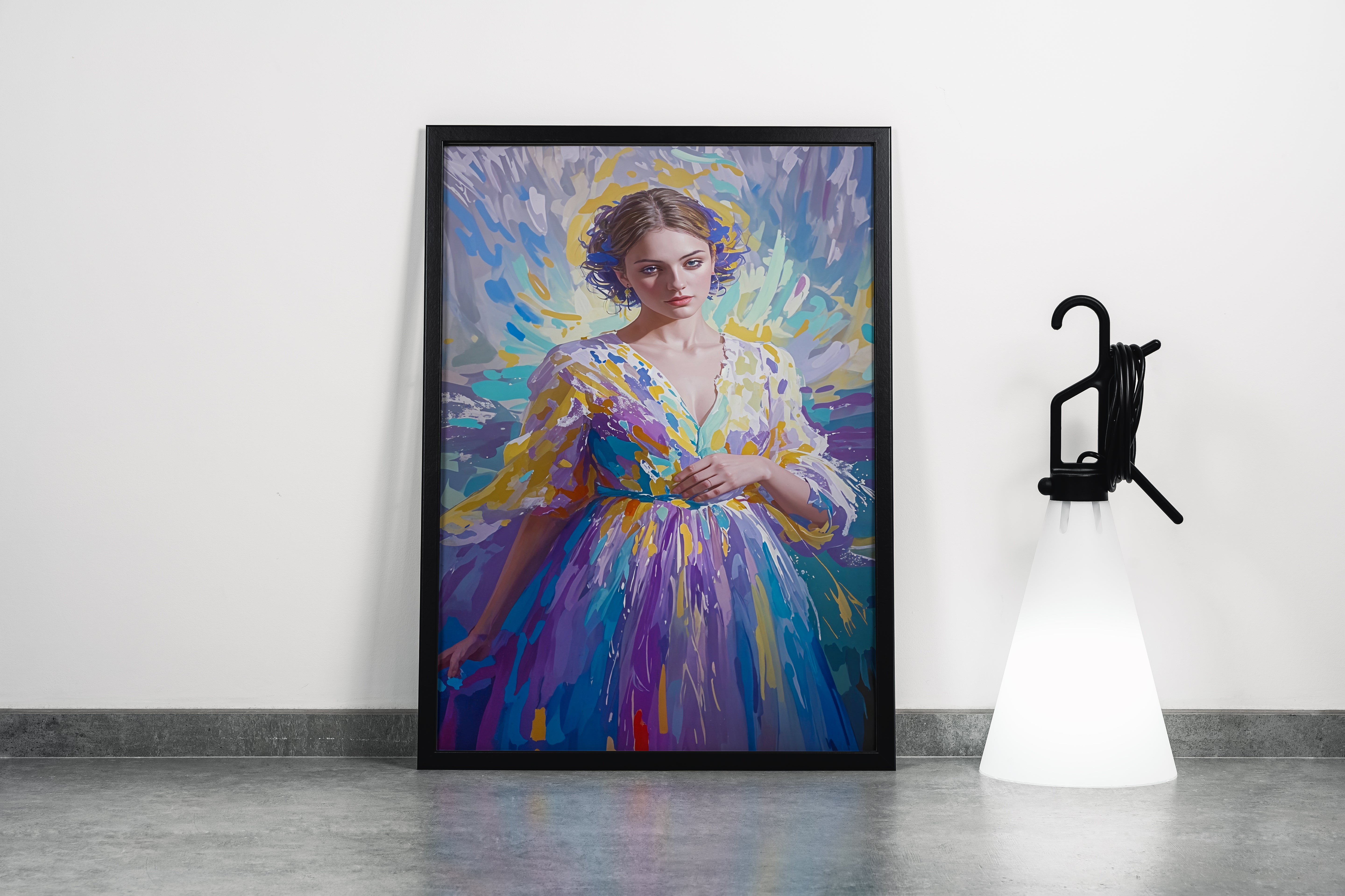 ai creation, woman in colorful dress in oil painting style, ai art, art, kanvas tablo