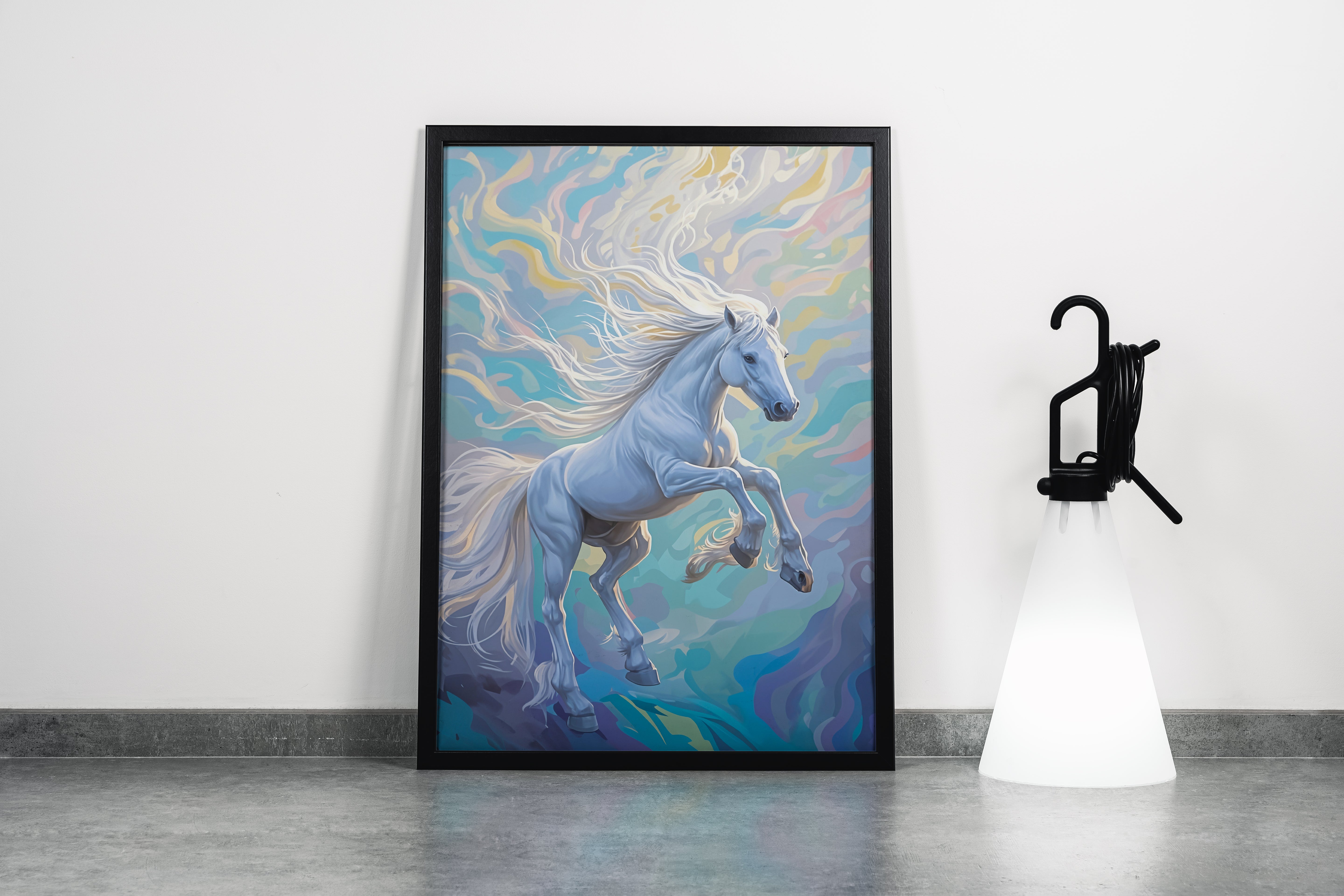 ai creation, white horse to the rise, ai art, art, kanvas tablo