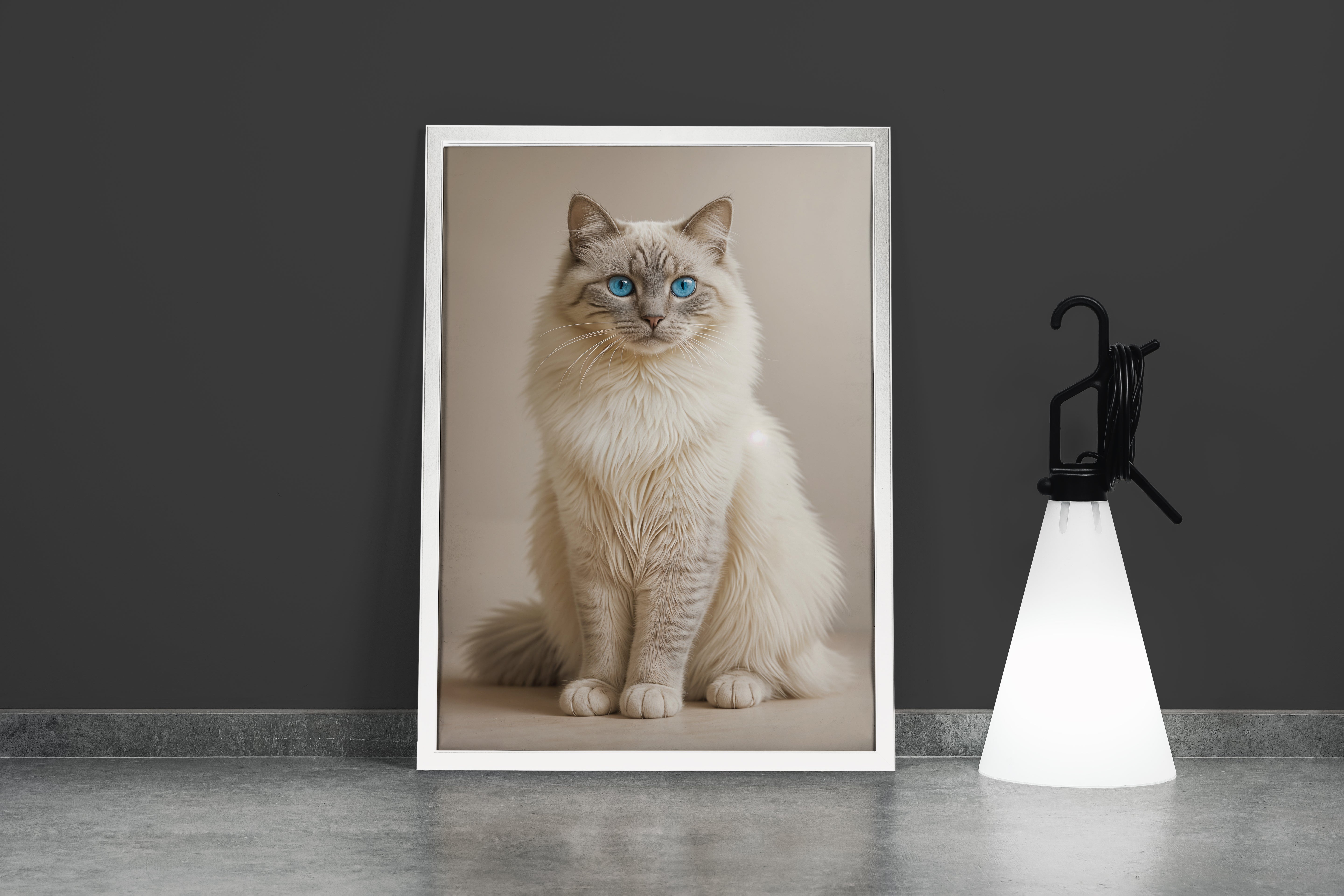 ai creation, calm blue-eyed cat, pet, ai art, art, kanvas tablo