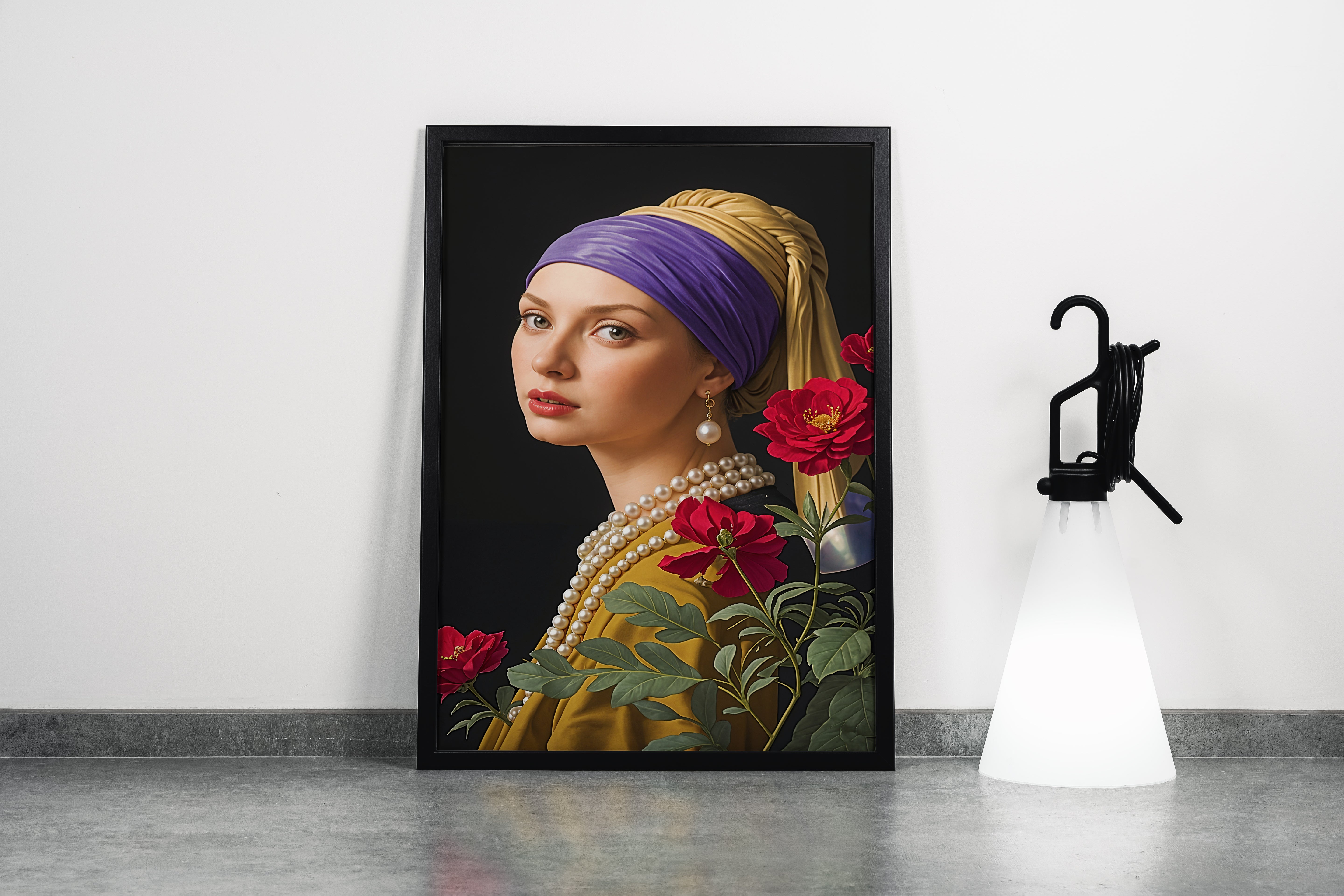 ai creation, modern girl with pearl earring, ai art, art, kanvas tablo