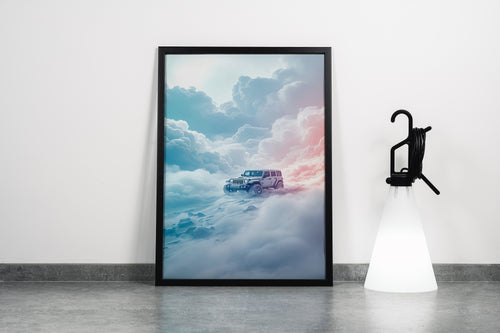 ai creation, white chip emerging from the clouds, ai art, art, kanvas tablo