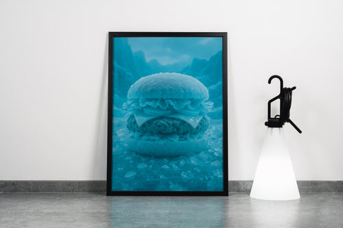 Buzul Çağından Bir Hamburger Donmuş Hamburger Manzarası Pop Art Temalı Kanvas Tablo