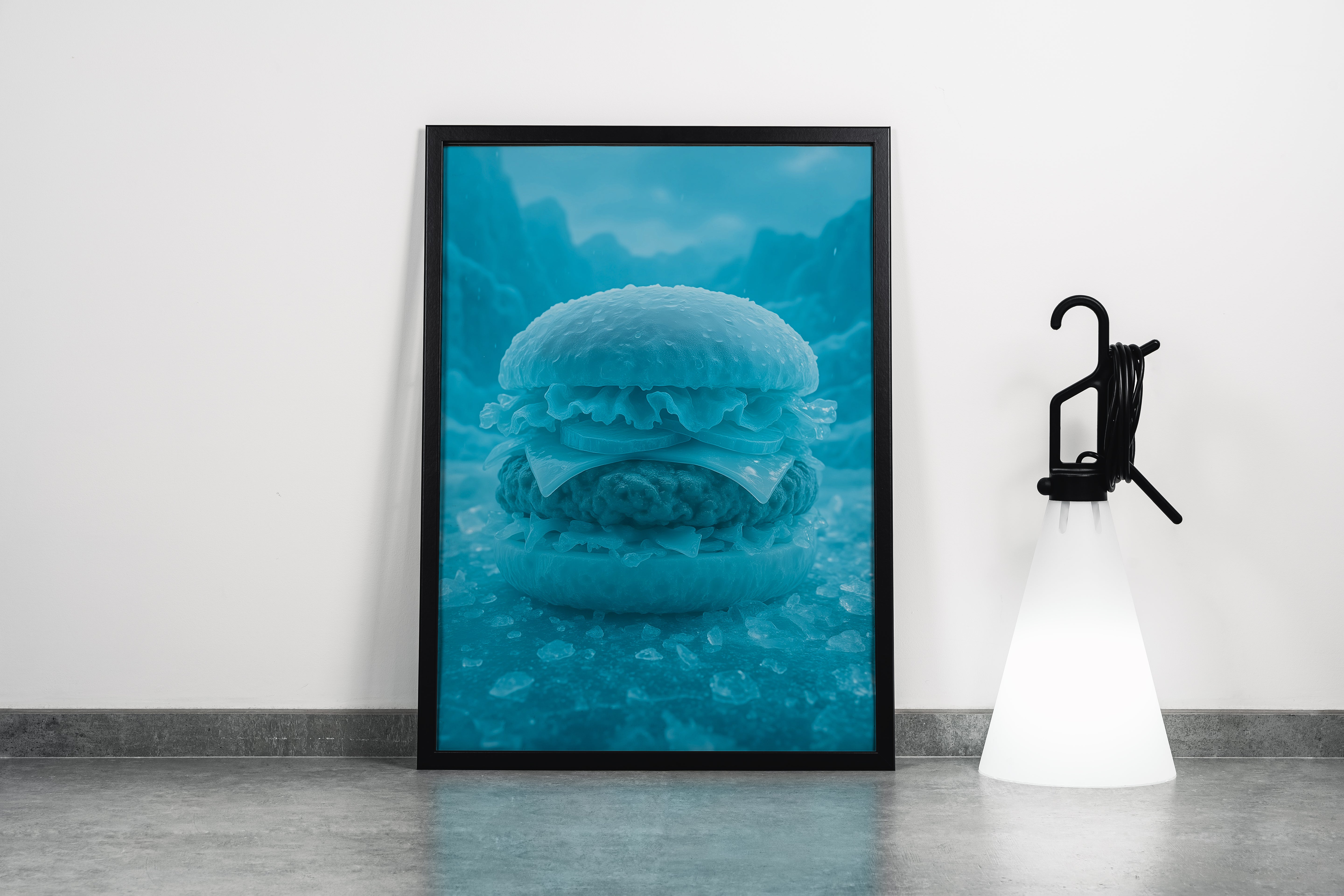 Buzul Çağından Bir Hamburger Donmuş Hamburger Manzarası Pop Art Temalı Kanvas Tablo