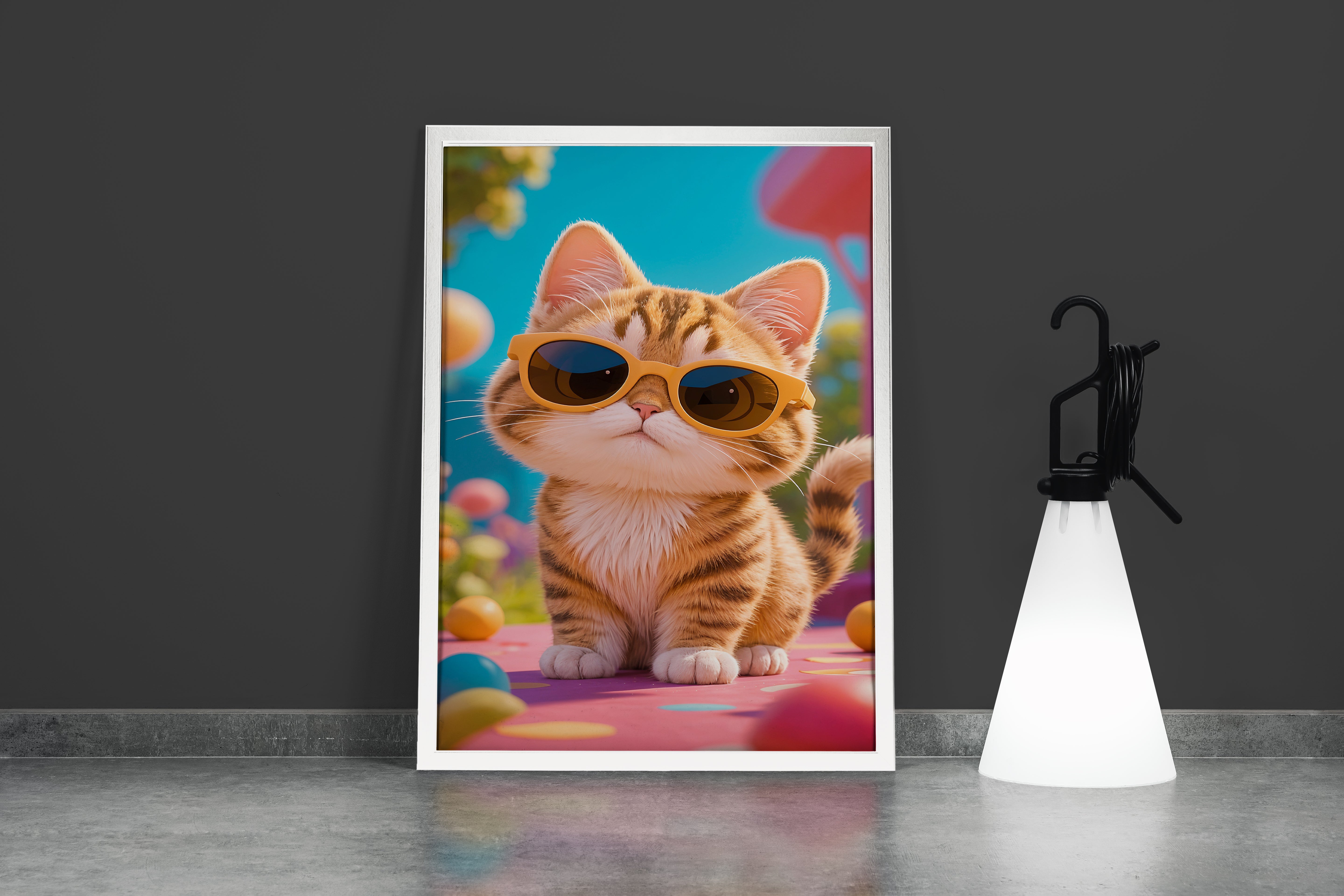 ai creation, plush orange cat with glasses, pet, ai art, art, kanvas tablo