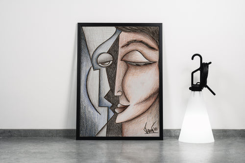 Soyut Yüzler Modern Çizim Kanvas Tablo