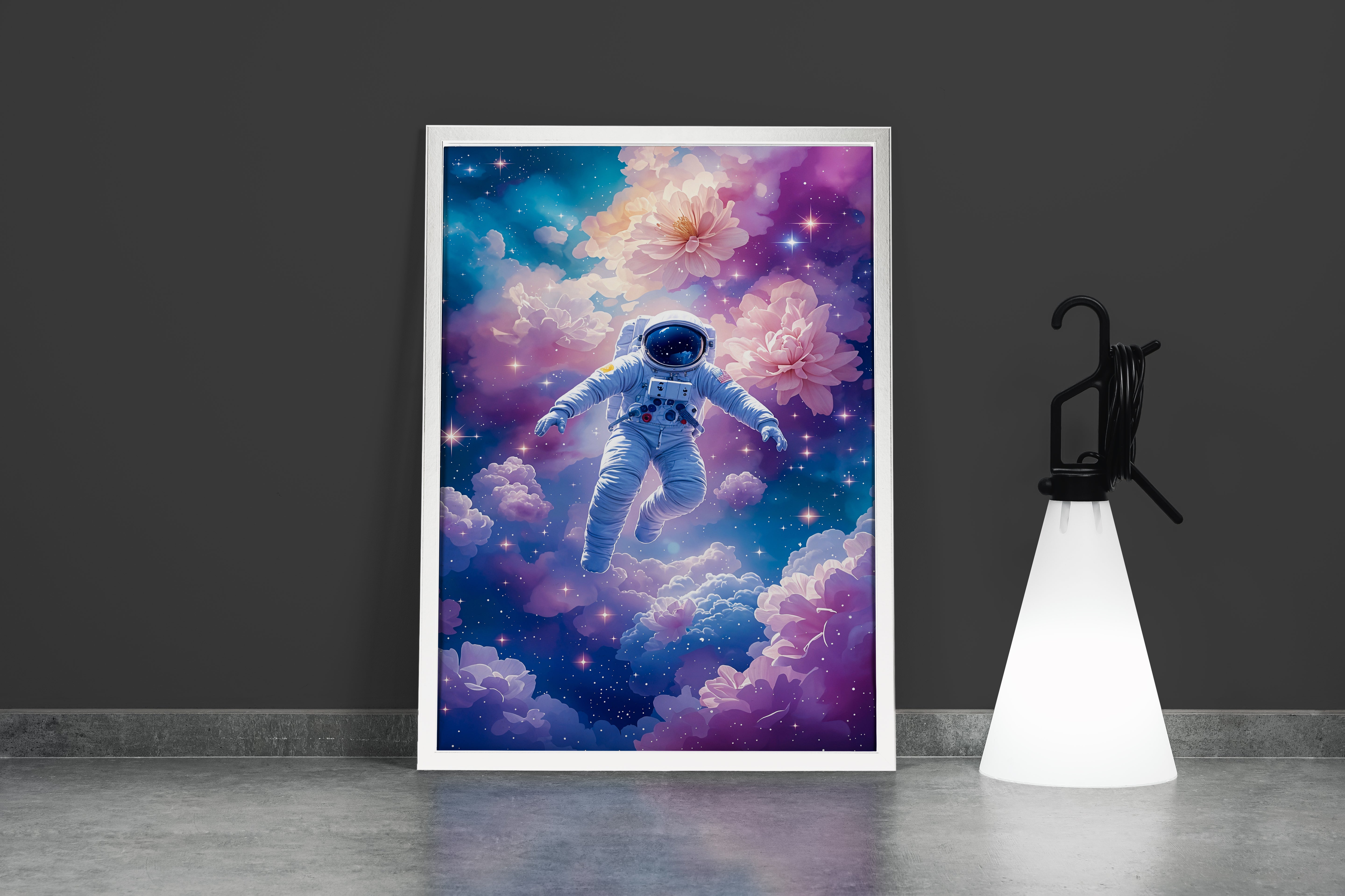 ai creation, astronaut flying in a fantasy world, ai art, art, kanvas tablo