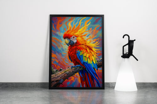 ai creation, rainbow colored oil painted looking parrot, ai art, art, kanvas tablo