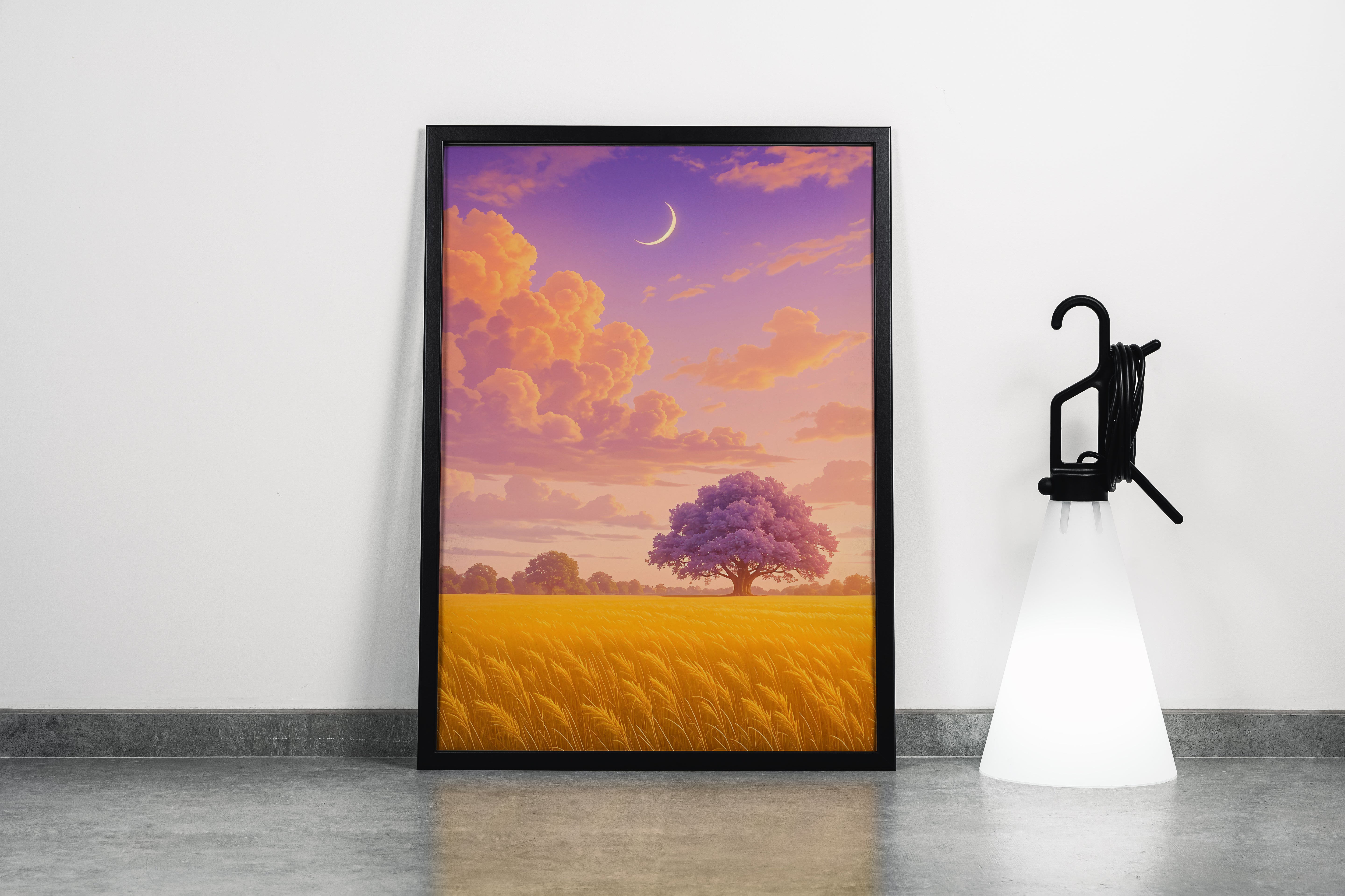ai creation, sunset in the field, ai art, art, kanvas tablo