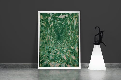 ai creation, corridor full of crystallized mirrors, ai art, art, kanvas tablo