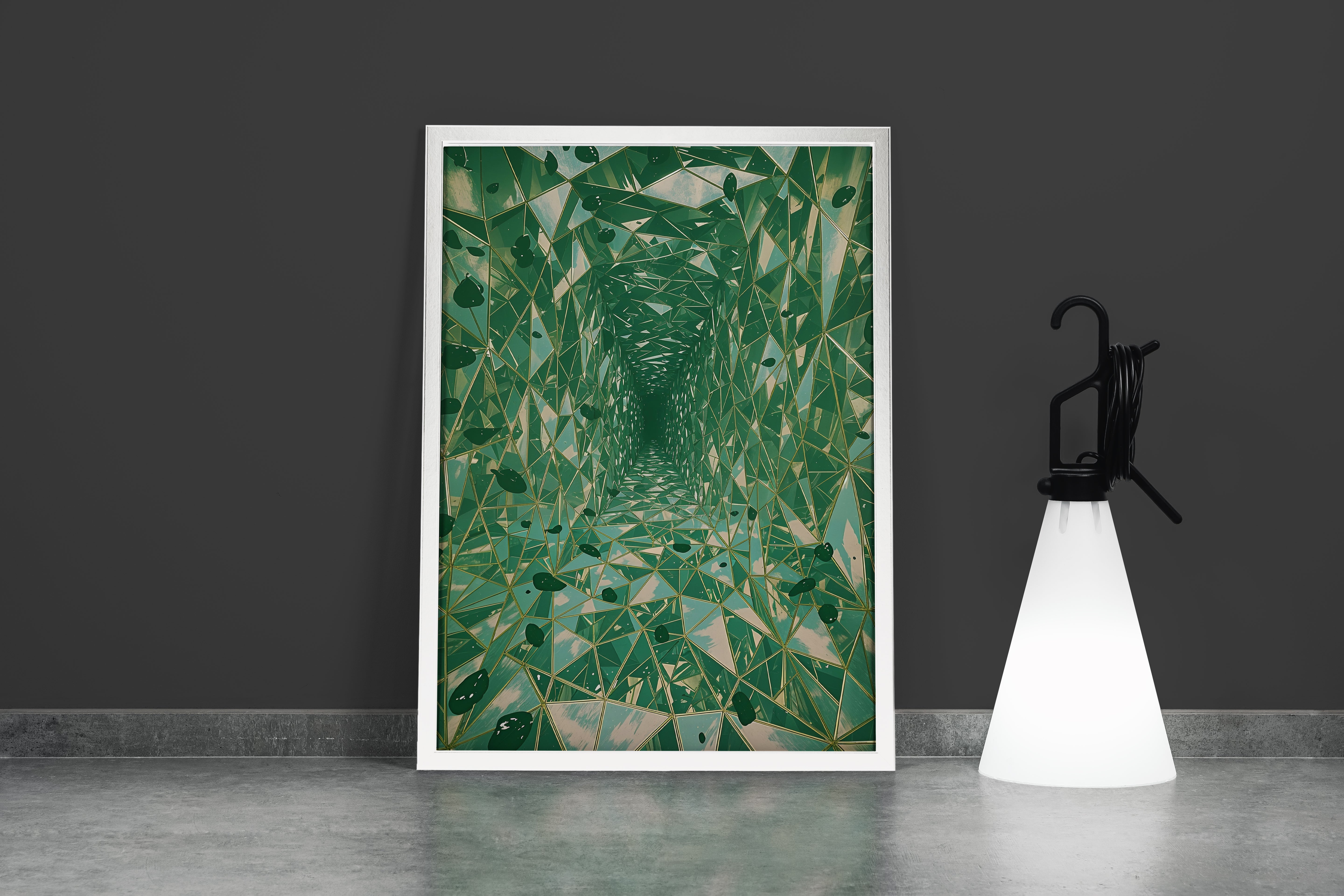 ai creation, corridor full of crystallized mirrors, ai art, art, kanvas tablo