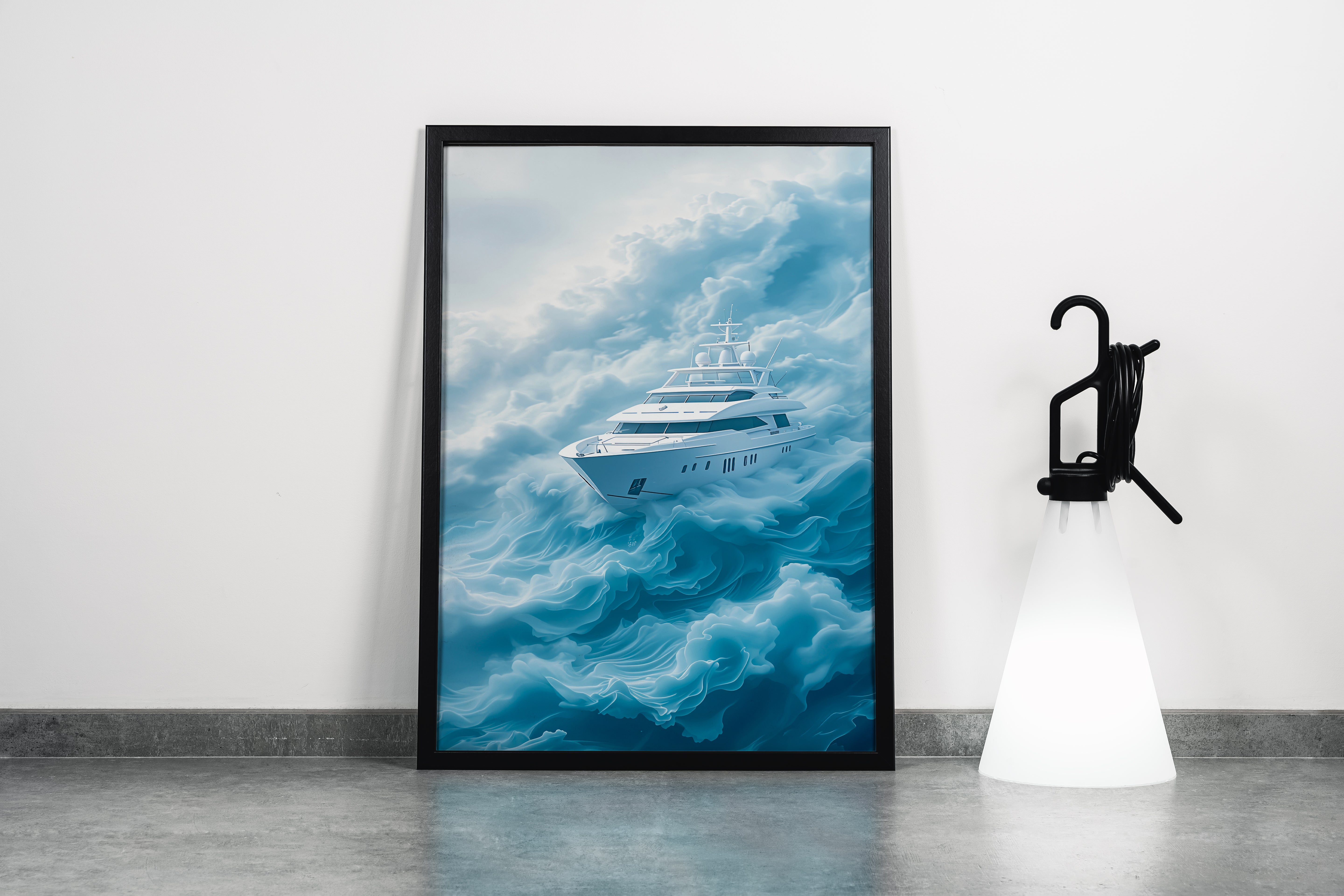 ai creation, a yacht floating in the clouds, ai art, art, kanvas tablo