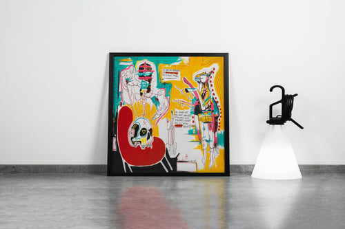 Jean-Michel Basquiat'nın Şehir Sanatı Başyapıtı Çocuk ve Köpek (Boy and Dog in a Johnnypump) Kanvas Tablo