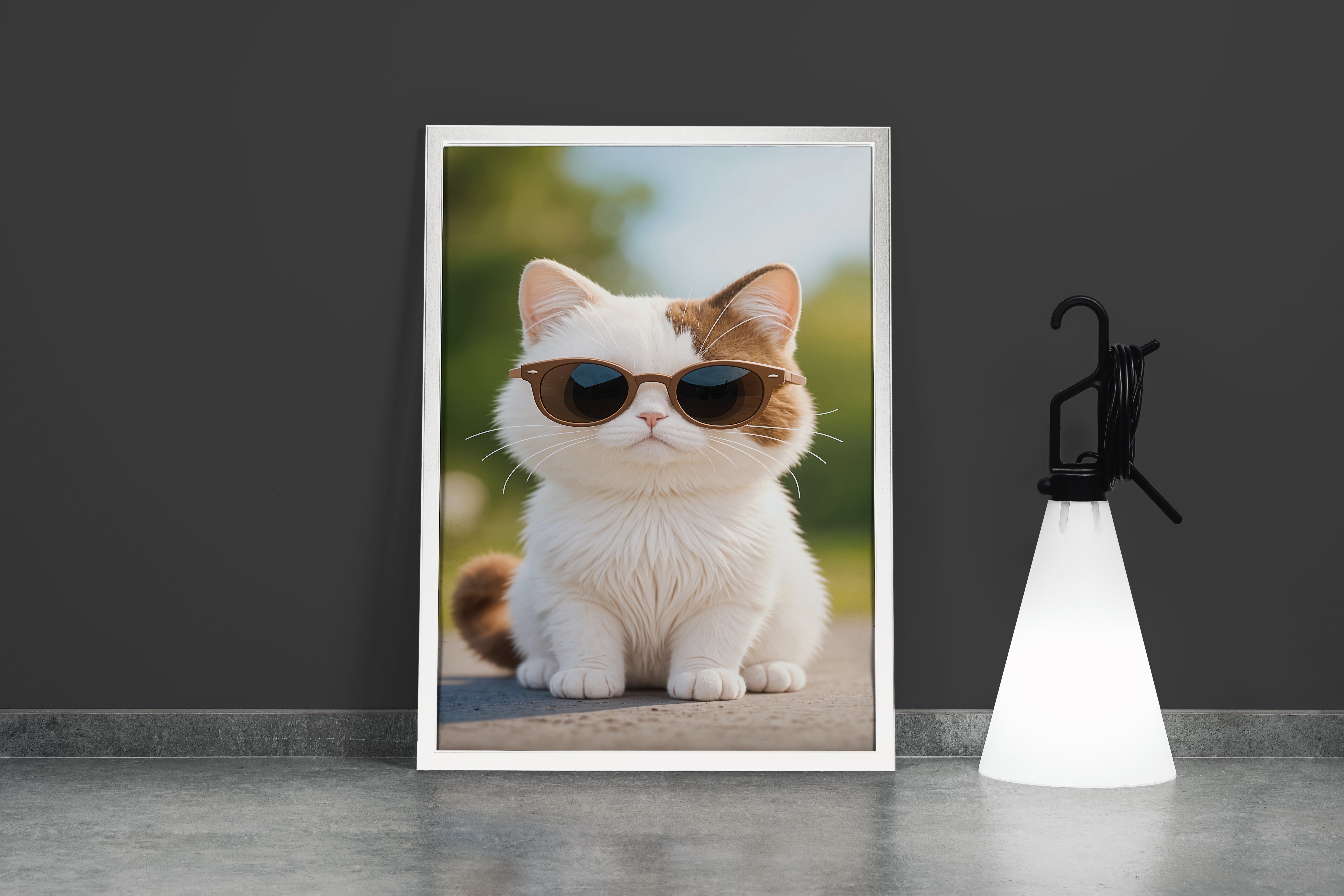 ai creation, plush cat with glasses, pet, ai art, art, kanvas tablo