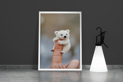 ai creation, baby doll model 6, kid, cute bear on finger, ai art, art, kanvas tablo