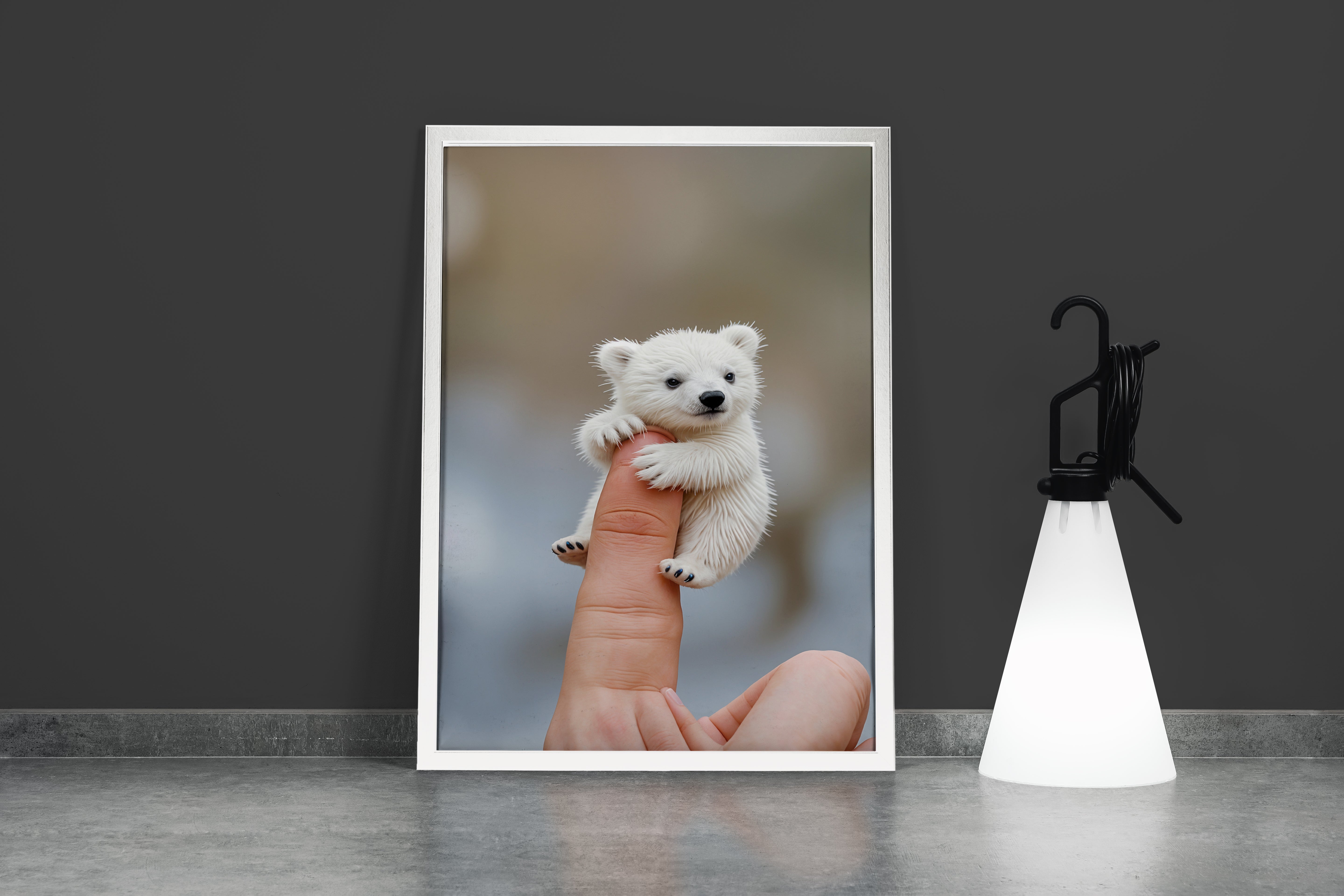 ai creation, baby doll model 6, kid, cute bear on finger, ai art, art, kanvas tablo