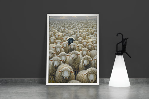 ai creation, the black sheep among the sheep, ai art, art, kanvas tablo