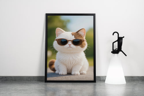 ai creation, plush cat with glasses, pet, ai art, art, kanvas tablo