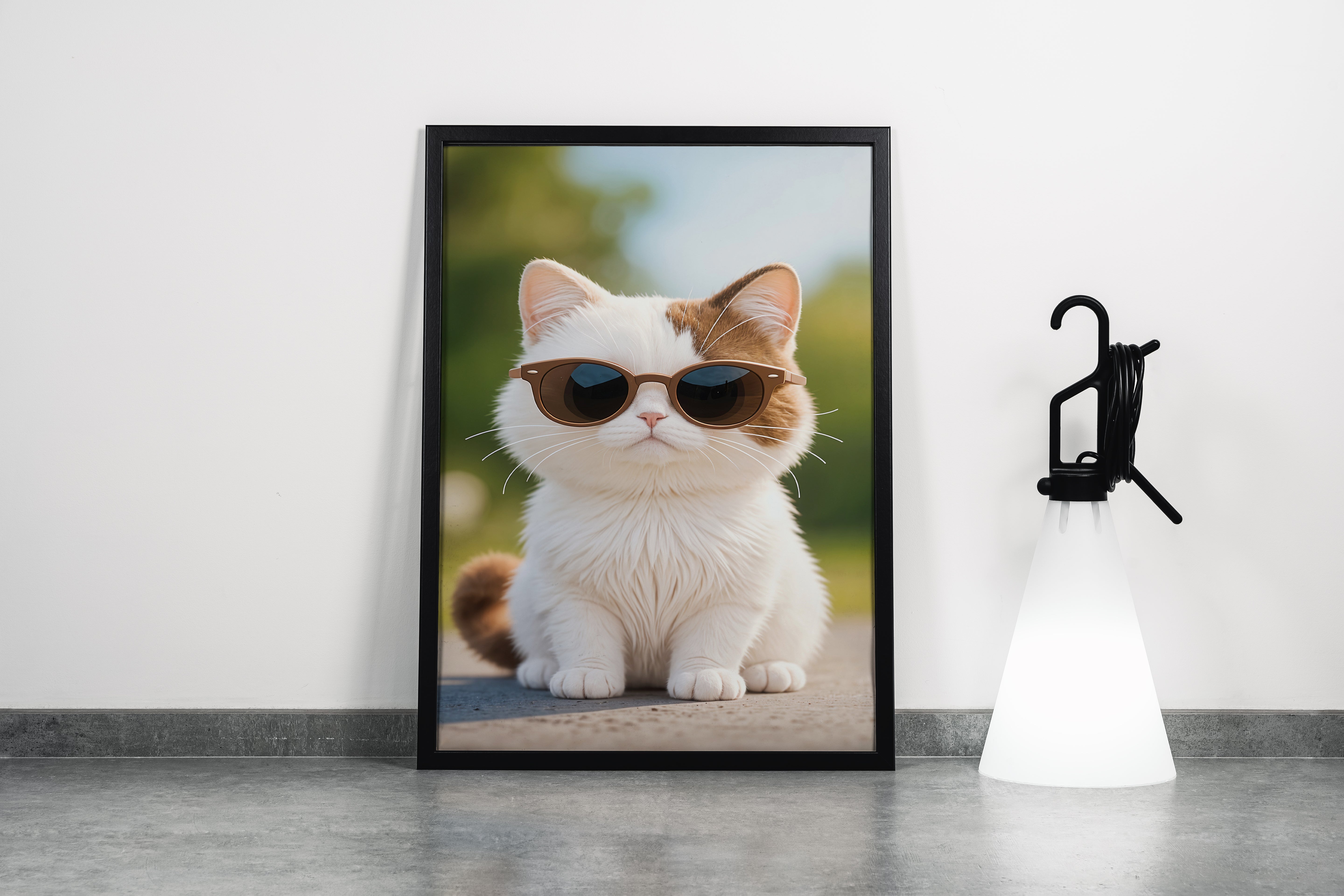 ai creation, plush cat with glasses, pet, ai art, art, kanvas tablo