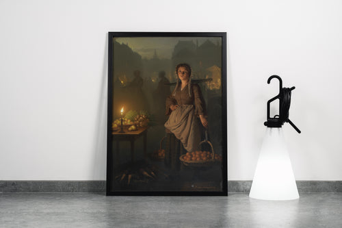 Petrus van Schendel Gece Pazarı Meyve Satıcısı Kanvas Tablo