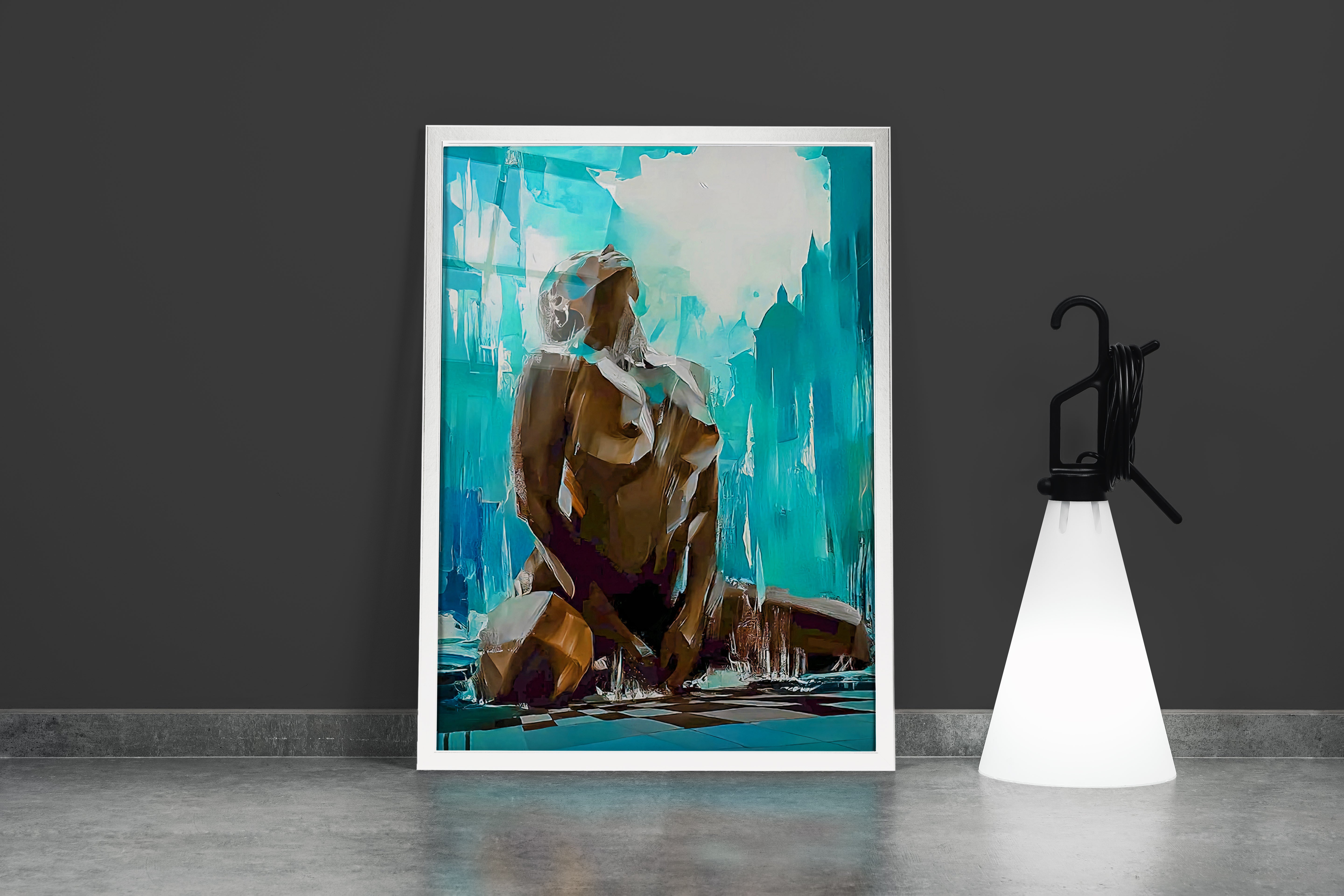depiction of a naked perseverance woman with cubic, art, kanvas tablo