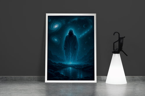 ai creation, giant man in black mystical cloak, ai art, art, kanvas tablo
