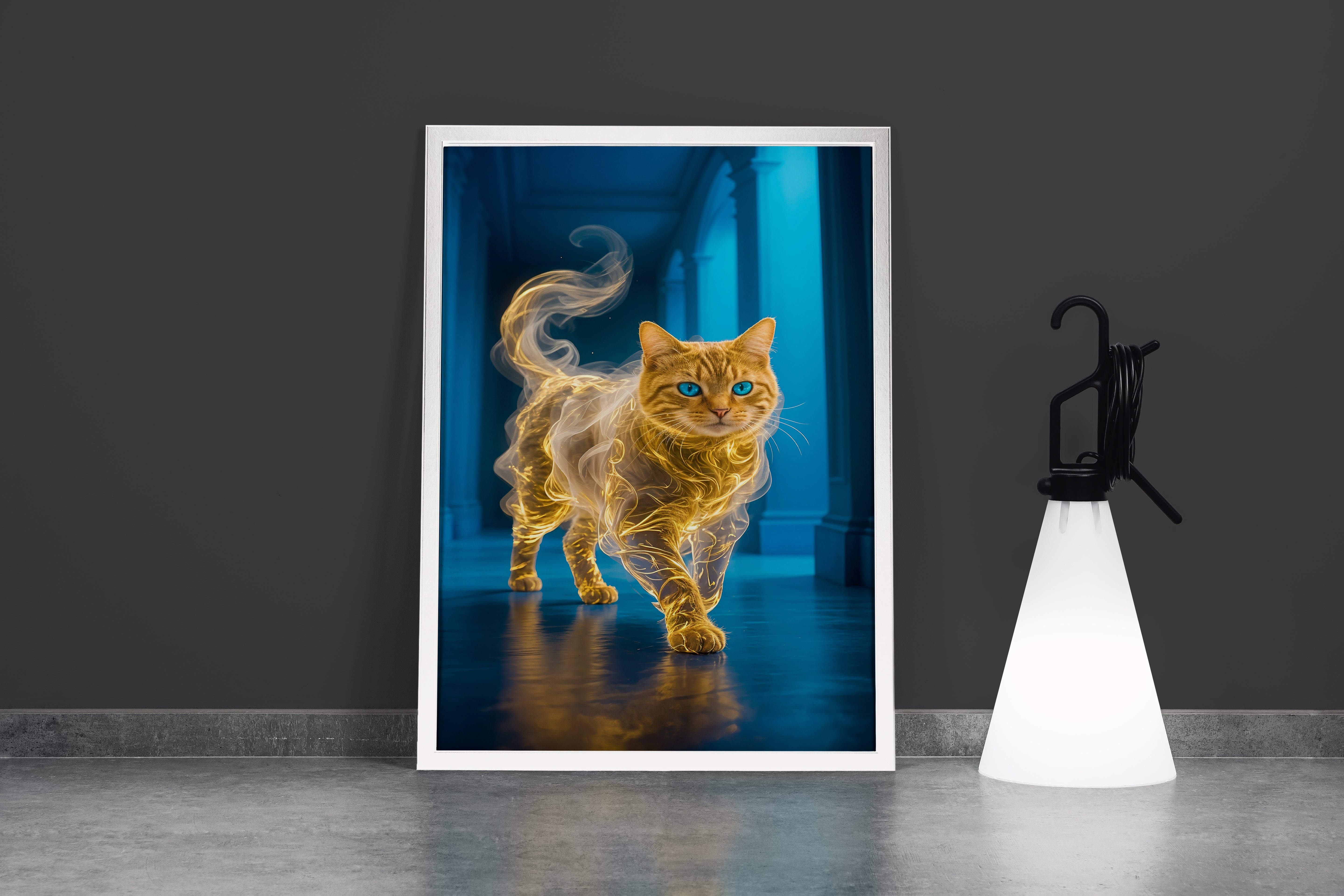 ai creation, wrapped in yellowish colors, pet, ai art, art, kanvas tablo
