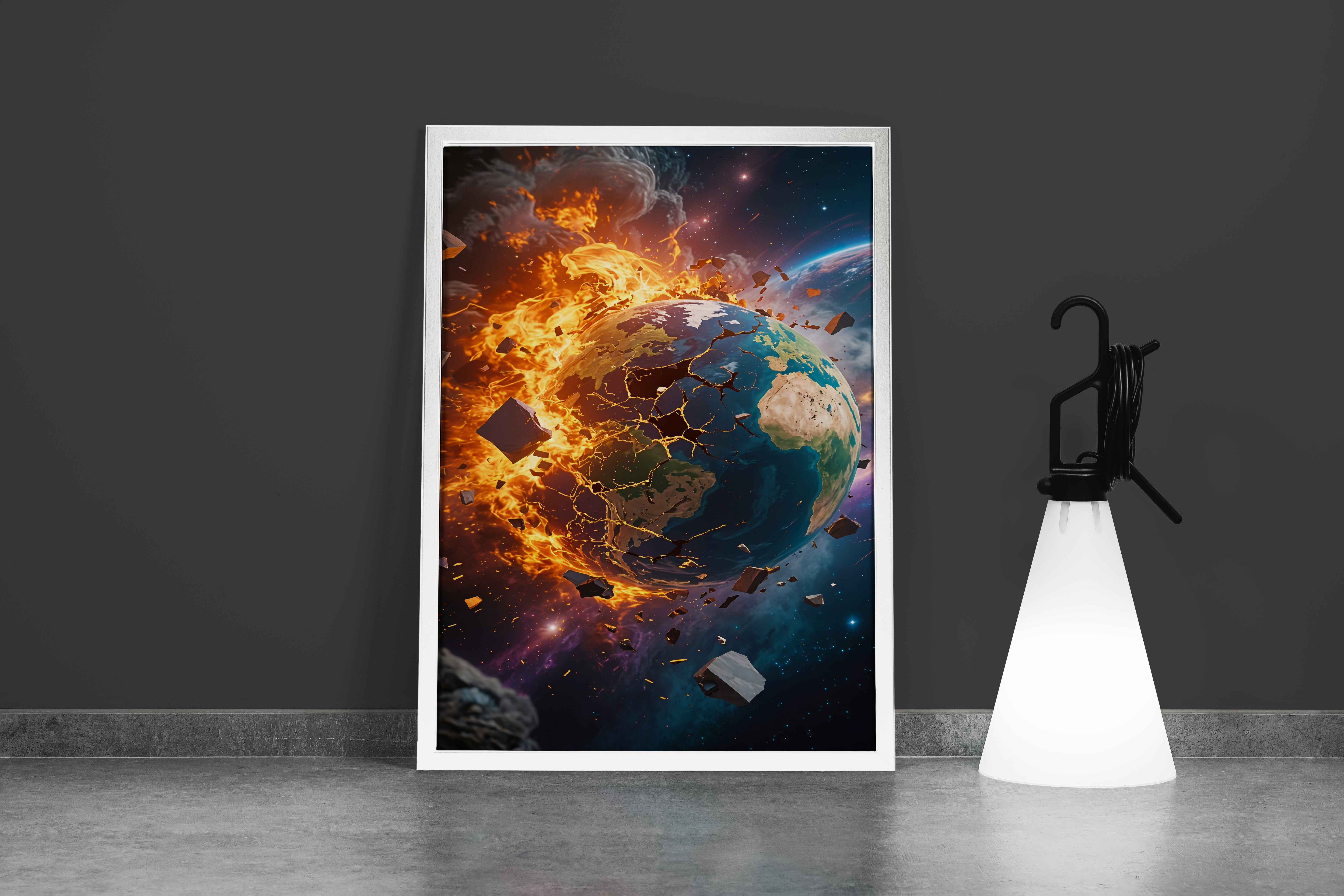 ai creation, as the world explodes, andromeda, oragne theme, ai art, art, kanvas tablo