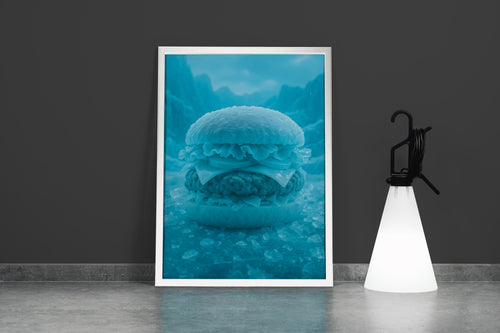 Buzul Çağından Bir Hamburger Donmuş Hamburger Manzarası Pop Art Temalı Kanvas Tablo