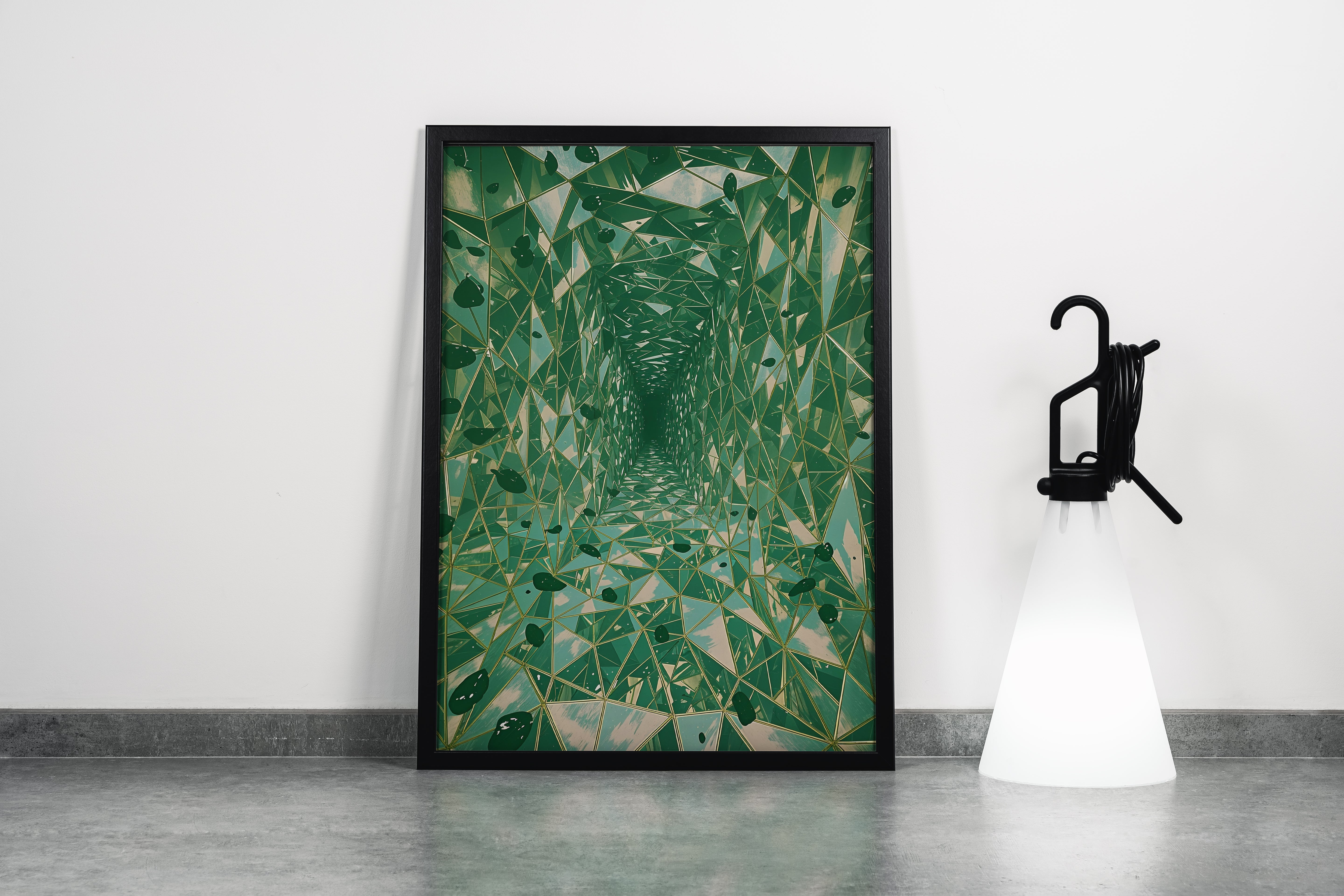ai creation, corridor full of crystallized mirrors, ai art, art, kanvas tablo