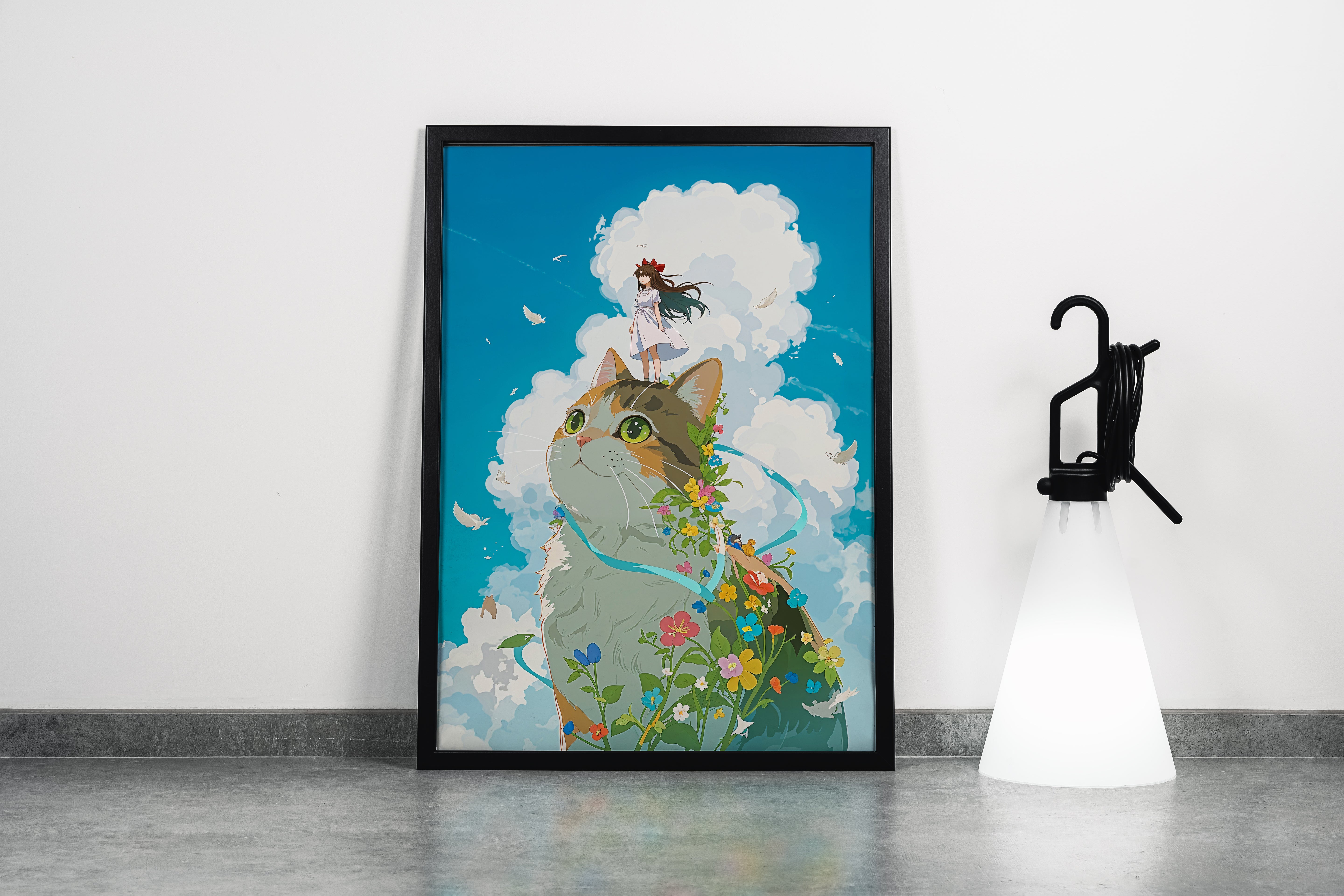 ai creation, Studio Ghibli themed cat, pet, ai art, art, kanvas tablo