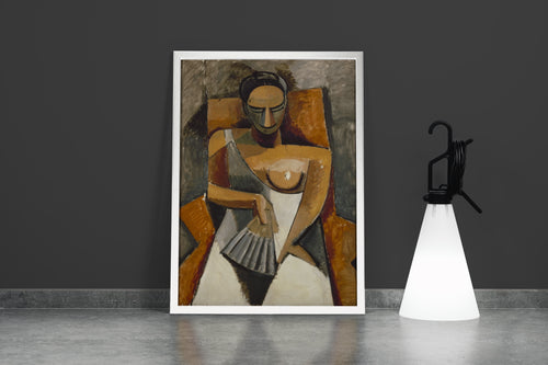 Pablo Picasso Yelpazeli Kadın Kübist Portre Kanvas Tablo